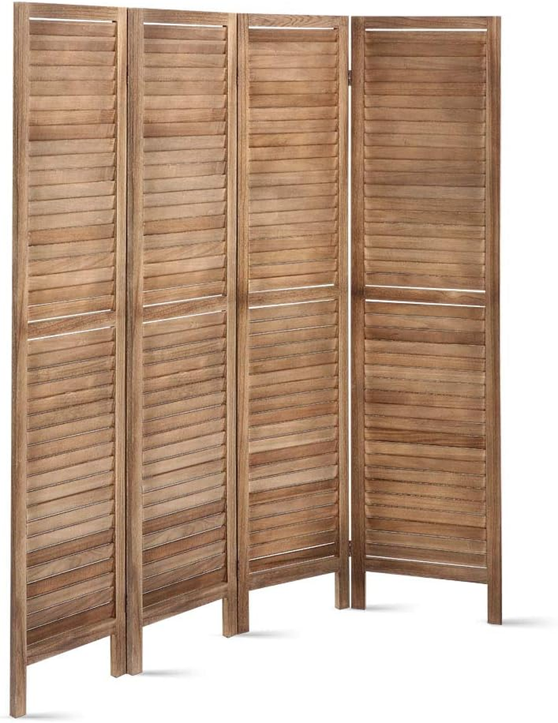Artiss Room Divider, Folding Wooden Privacy Portable Screen Shelf Dividers Partition Wall Screens Home Pet Child Indoor Balcony Bedroom Furniture, Separator Water-Resistant Brown image number 1
