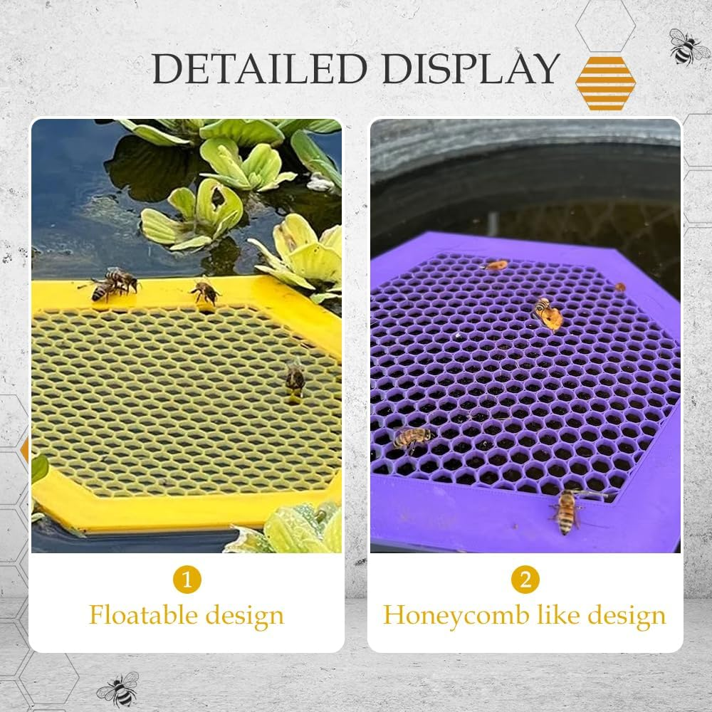 Floating Bee Island Bee Waterer,Bee Cups Bee Resting Area,2024 New Colorful Bee Waterer Butterfly Water Stations,Attract Bee for Garden (Yellow) image number 6