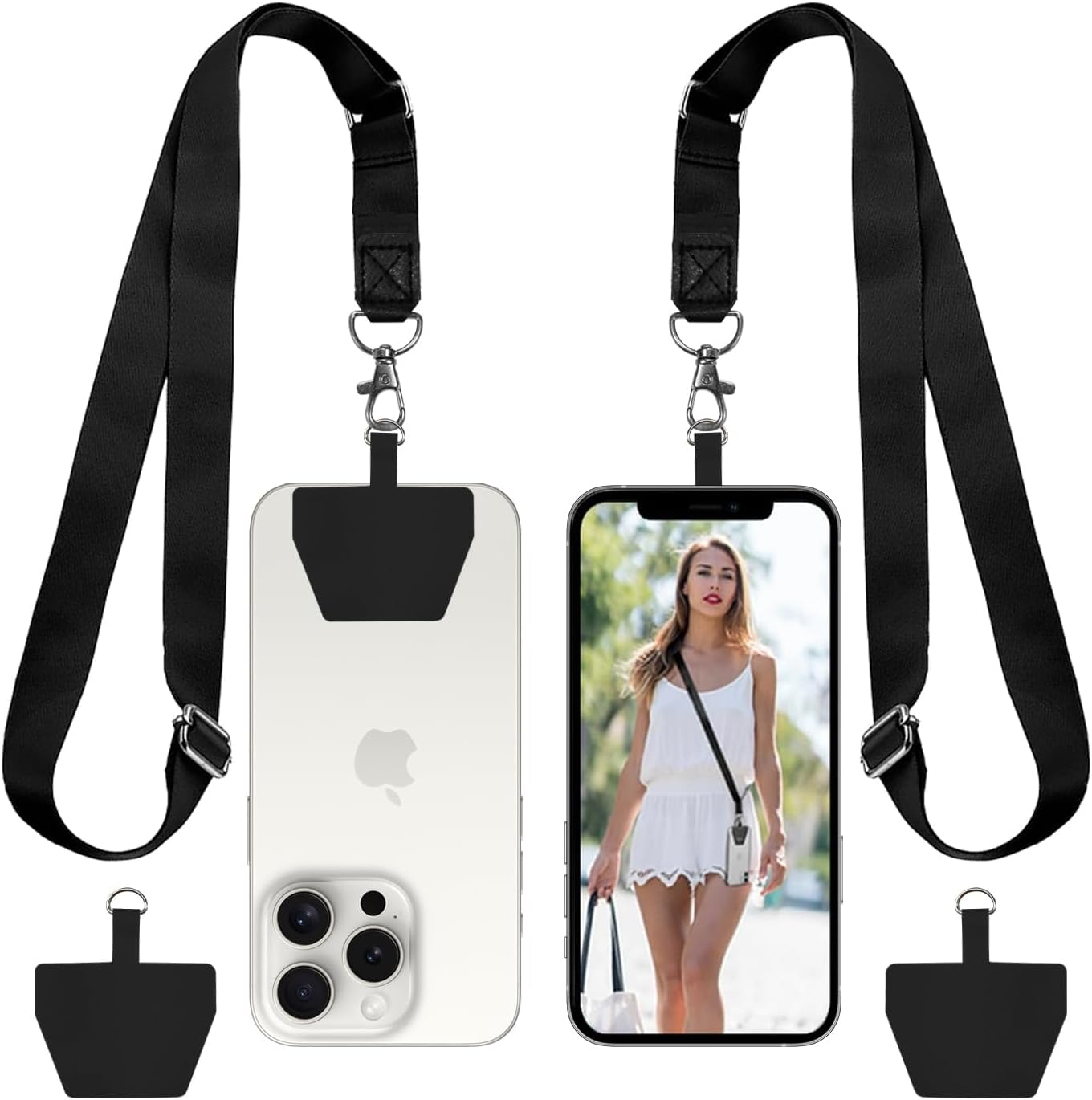 Phone Lanyard-2&times; Adjustable Neck Strap,2&times; Phone Patches,H HOME-MART Universal Cell Phone Lanyard Mobile Phone Lanyard Multifuctional Patch Lanyards Compatible with Most Smartphones