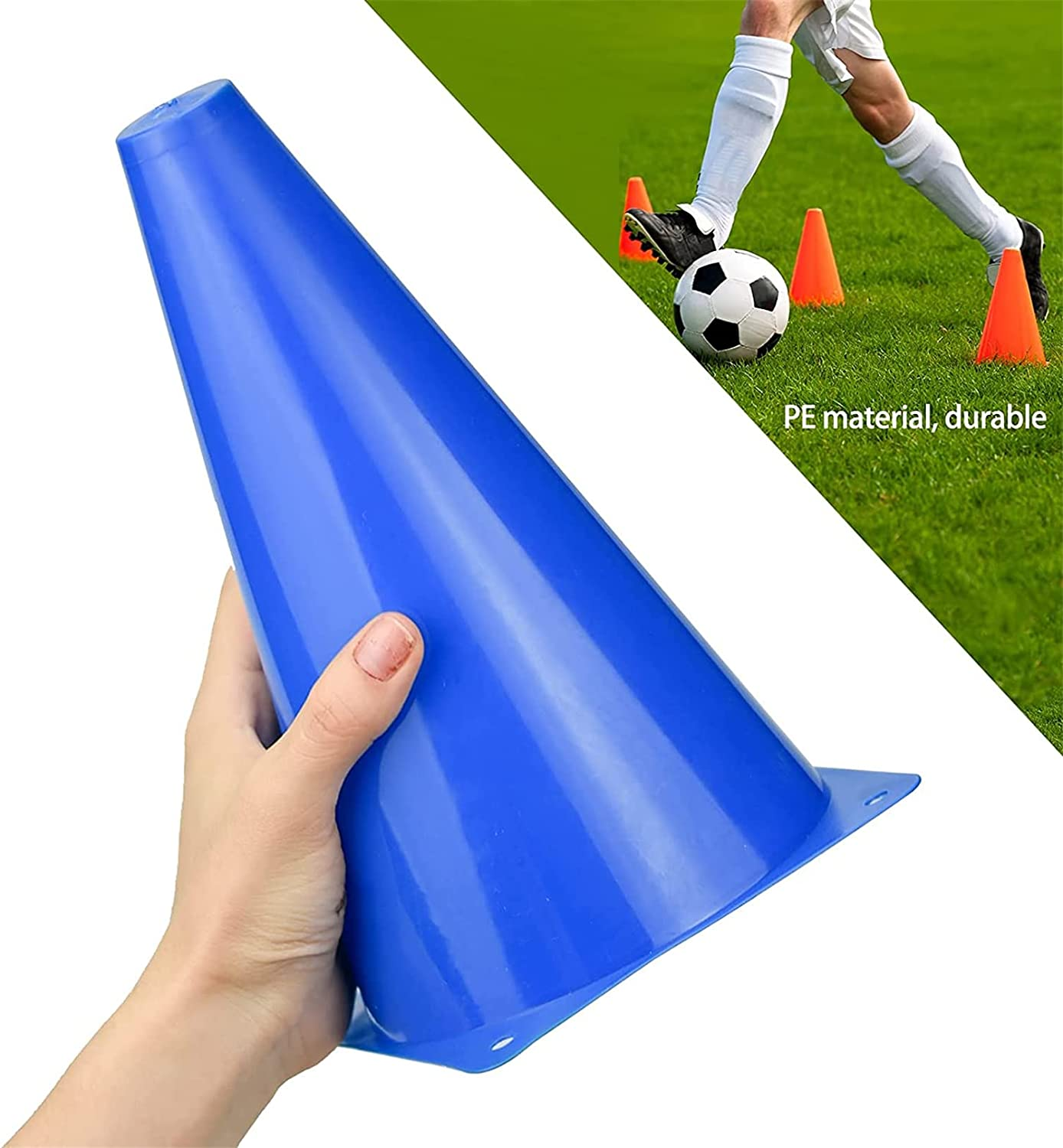 9 Inch Sports Cones,Traffic Marker Cones(Set of 10), Plastic Sport Training Traffic Cone for Football, Skating,Kids Indoor and Outdoor Activities, Agility Training, Dog Training,5 Colors image number 3