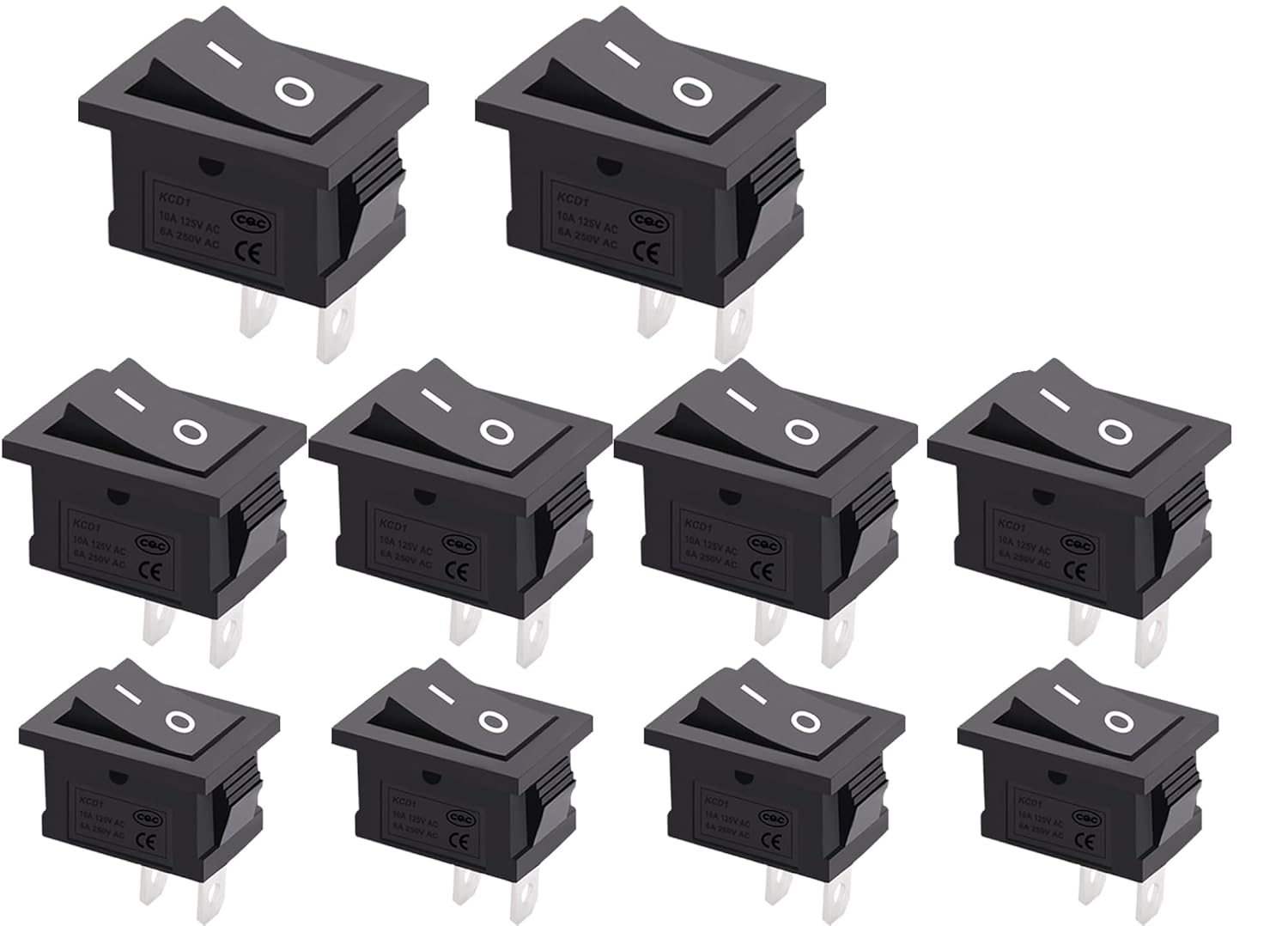 12V Rocker Switch On/Off 2 Pin 2 Position SPST Car Auto Boat Rocker Toggle Switch AC 6A/250V 10A/125V KCD1-101 10 Pcs image number 5