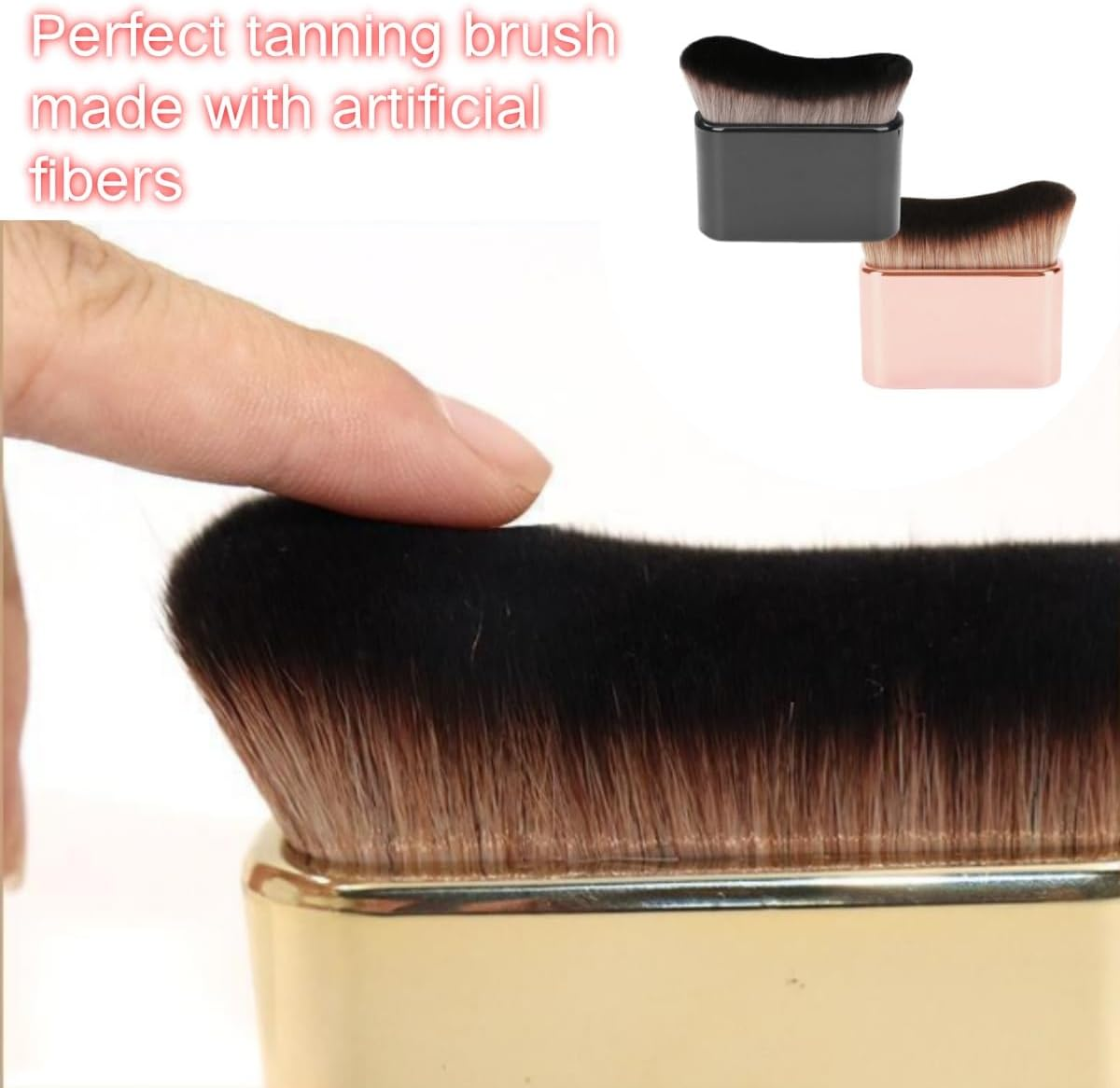2 PCS Body Brush, Foundation, Blusher,Big Makeup Brushes，For Tanning, Leg Foundation, Fake Tan and Self Tanning Blending Brush(Black,Rose Gold) image number 1