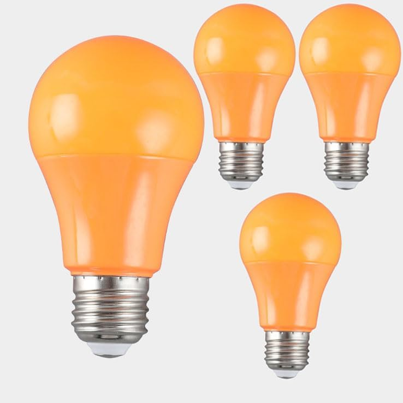 Porch Light Bulb,60 Watt Equivalent,9W A60 LED Bulbs for Halloween Christmas Party Bar Decoration and Home Lighting,Colored Light Bulb with E27 Base,Non-Dimmable,4 Pack (Orange)