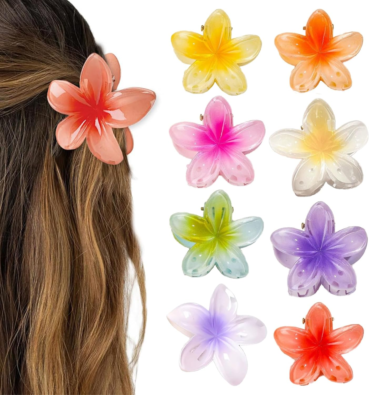 Pack of 8 Flower Hair Clips, 4 Cm Mini Flower Hair Clips, Cute Acrylic Hair Clips, Non-Slip Hair Jaw Clips for Women and Girls, Hair Styling Accessories image number 5