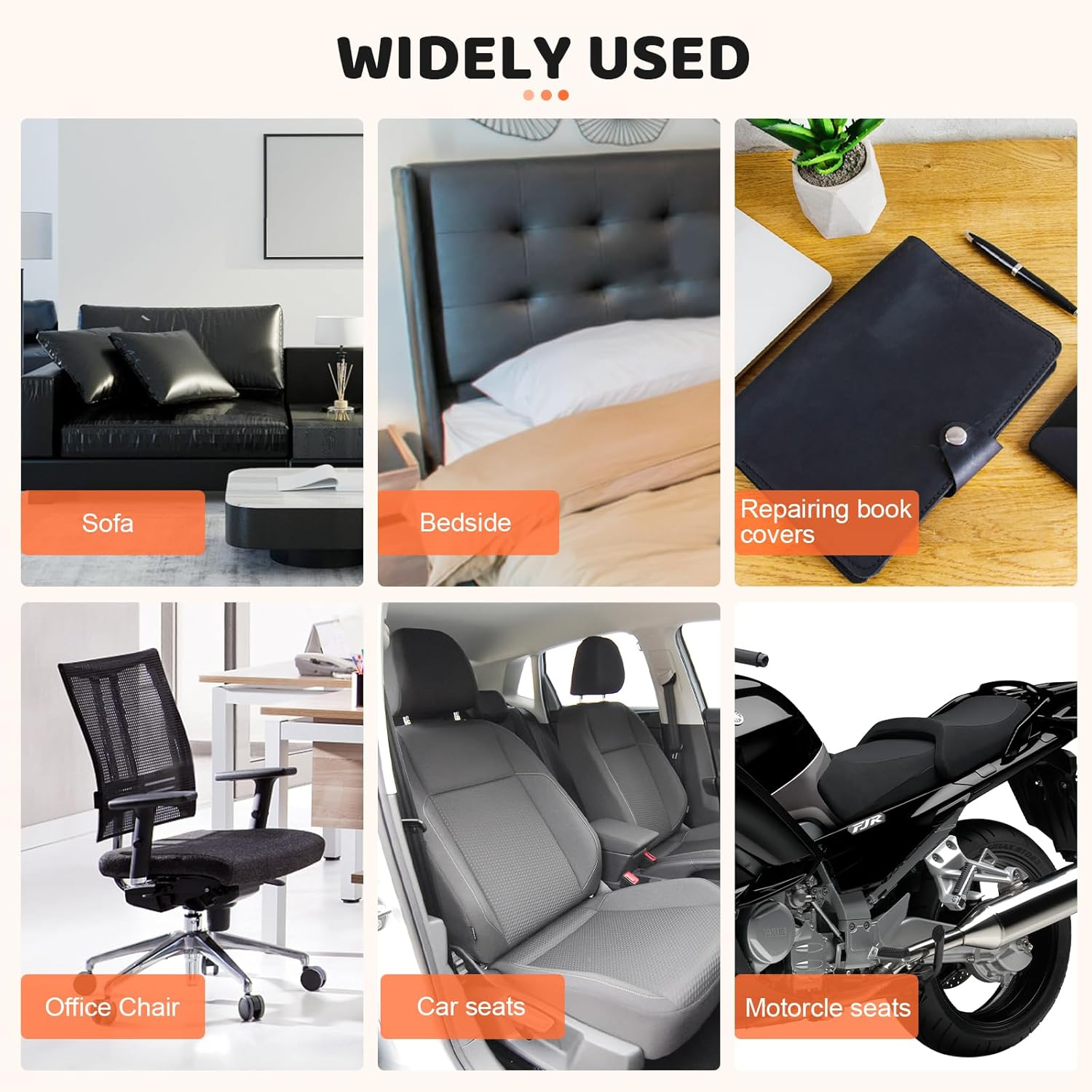 Gecyfit Leather Repair Kit, 10 X160 Cm Balck Leather Patches Tape for Car Seat, Furniture, Couch, Motorcycle Seat, Upholstery, Upgraded Self Adhesive Waterproof Patch