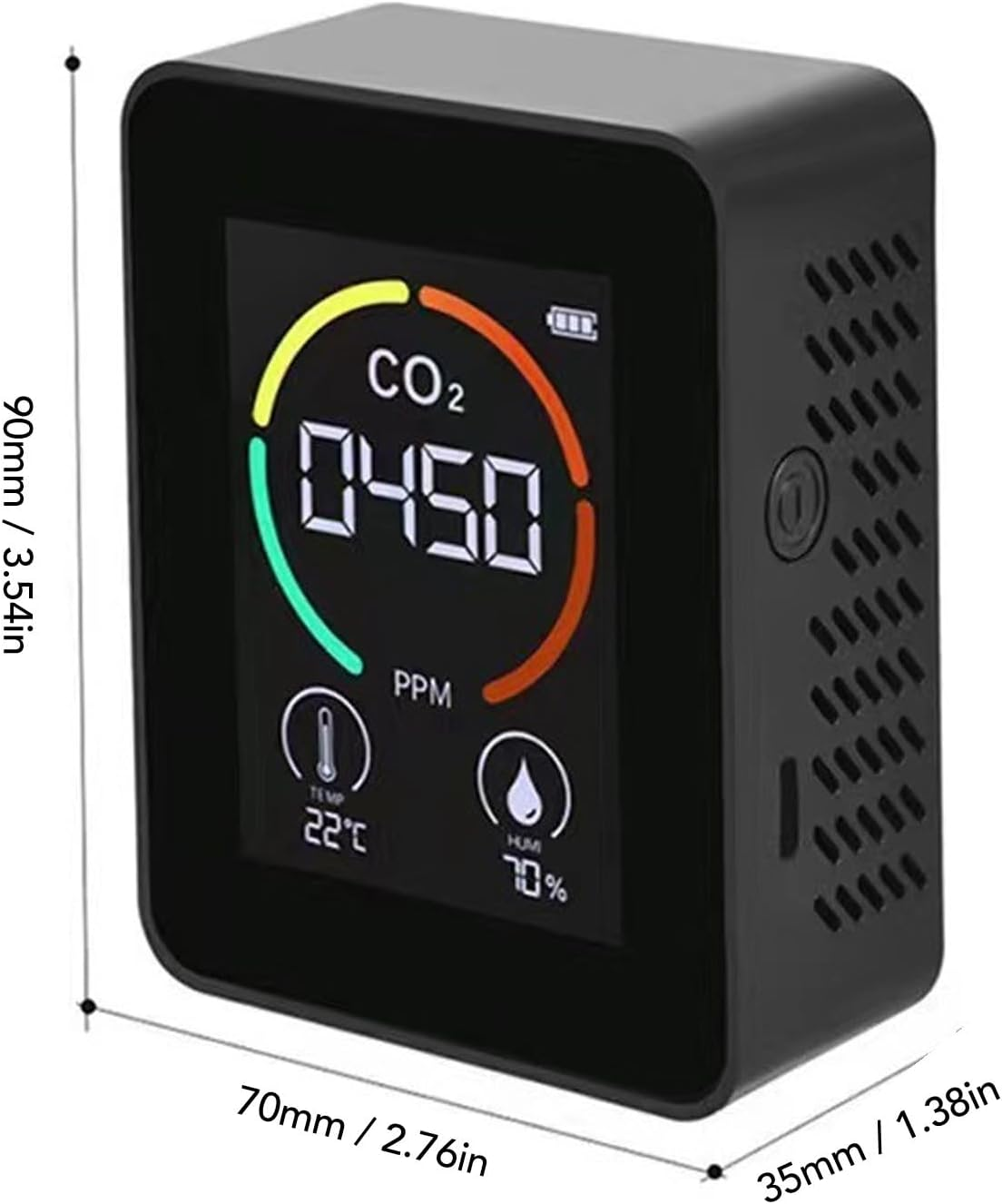 CO2 Detector with TVOC Sensor, Air Quality Monitor, Temperature Humidity Tester,Portable Digital Carbon Dioxide Meter, USB Rechargeable,Indoor Air Quality for Home Office image number 5