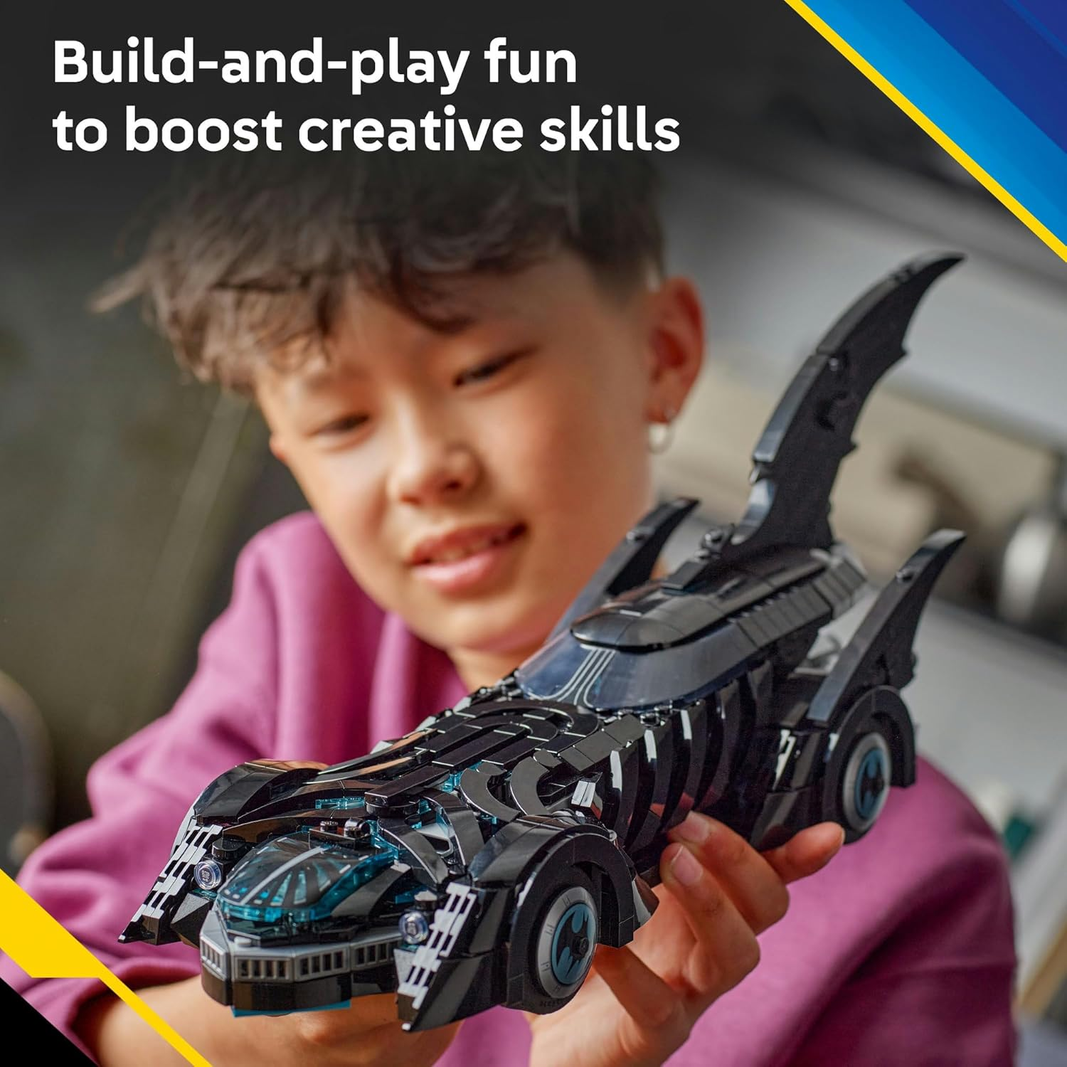 LEGO&reg; DC Batman&trade;: Batman Forever&trade; Batmobile&trade; 76304 Super Hero&trade; Toy, Bedroom Decor for Kids, Film Merch Play-And-Display Set with a Minifigure and Name Plaque, Toy for Boys and Girls