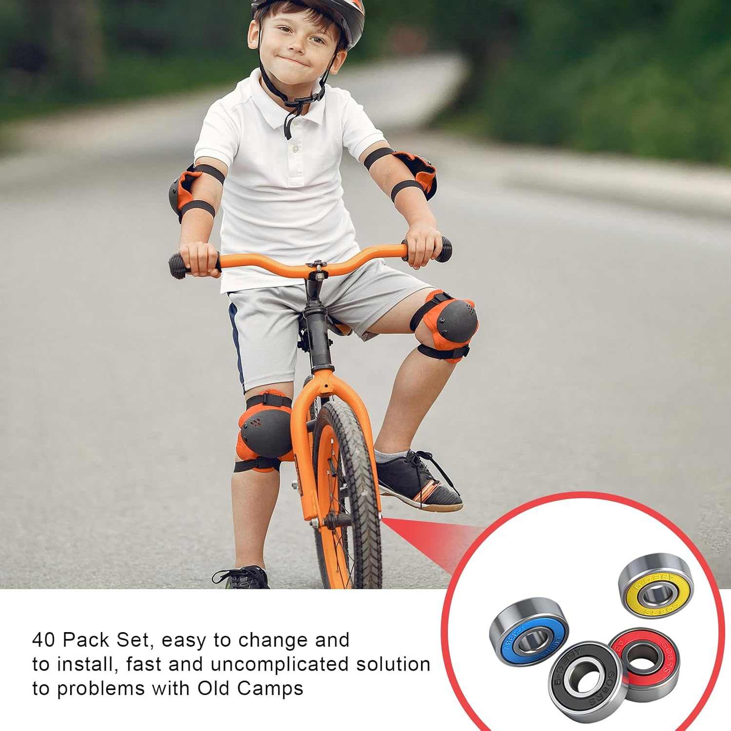 40 Pcs 608 ZZ Ball Bearings, Longboard Roller Skate Bearing Metal Ball Bearings, Double Shielded Miniature Groove Ball Bearings for Skateboards, Scooters & Longboards, High Speed, Low Noise, Durable image number 1