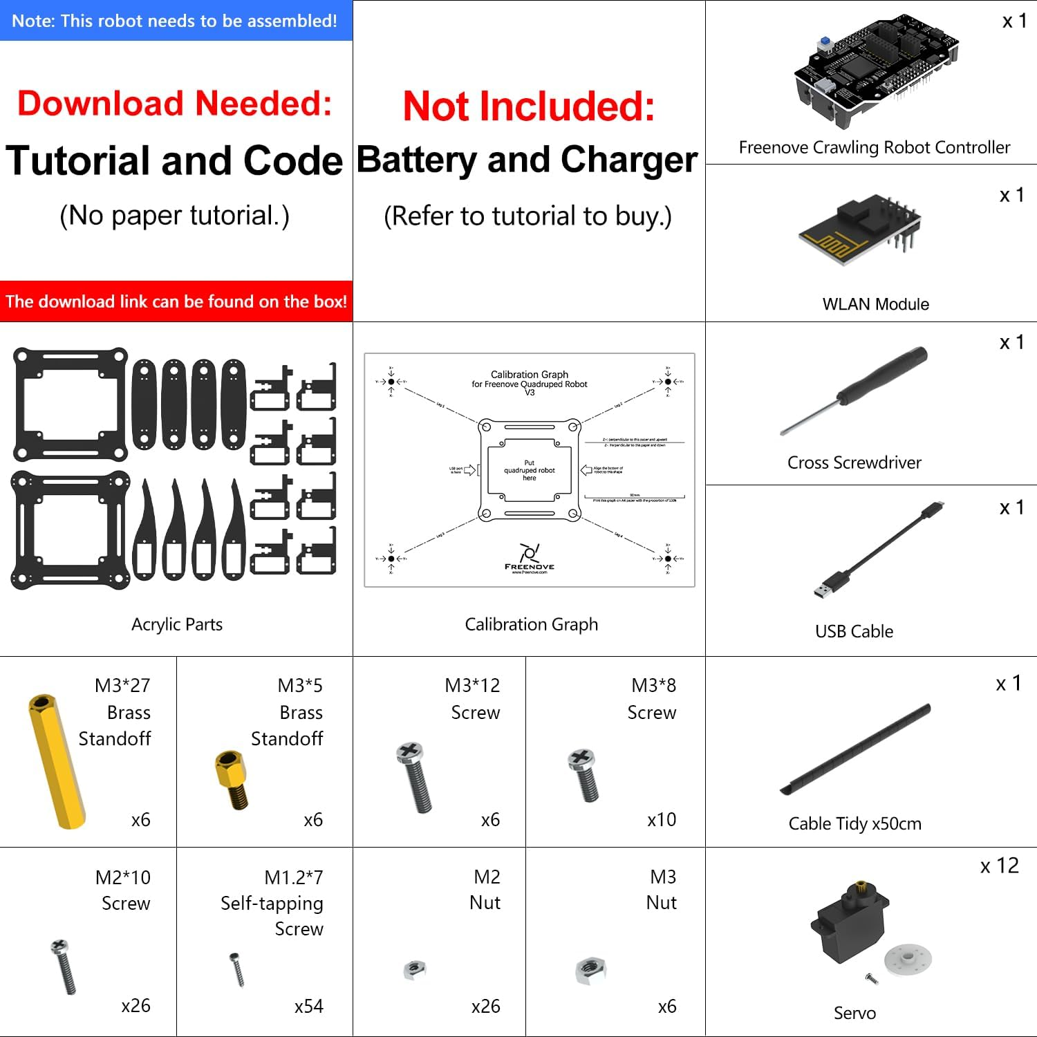 Freenove Quadruped Robot Kit (Compatible with Arduino IDE), Walking Crawling Twisting, App Remote Control, Servo STEM Project image number 1