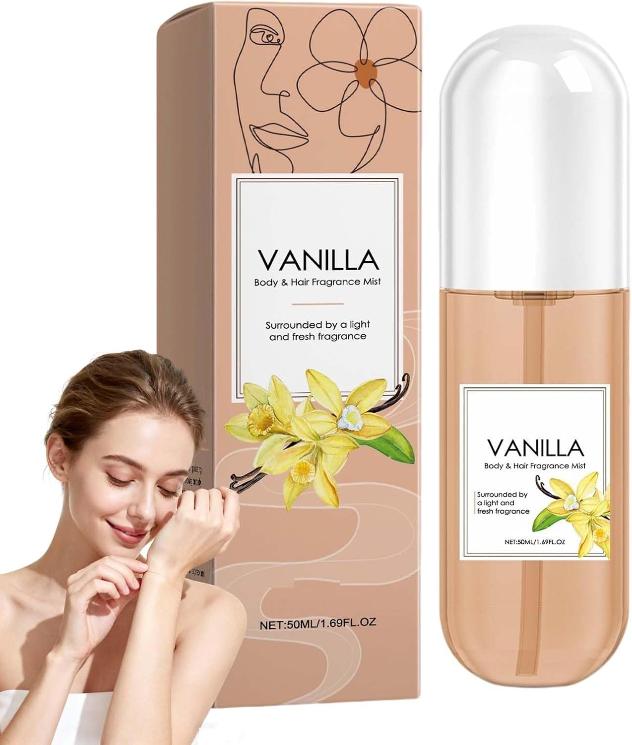 Vanilla Body Spray for Women, Long-Lasting Hair & Body Fragrance Mist with Light Scent, Hydrating Vanilla Skin Perfume, Multi-Use Hair for Women Fragrance Spray, Portable Perfume. (1PCS)