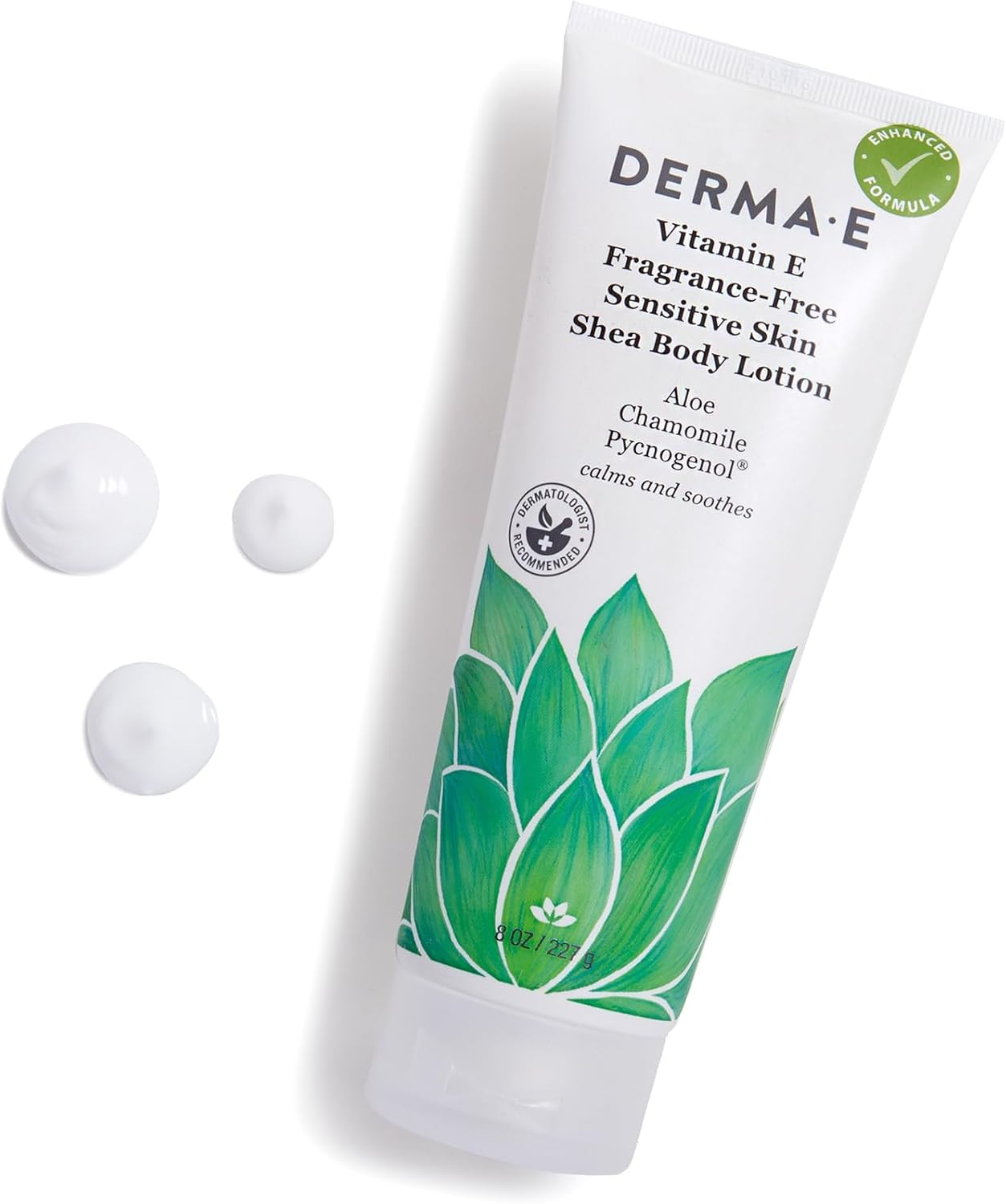 Derma E Vitamin E Intense Moisture Body Lotion, 8 Oz, Fragrance-Free Moisturizing Lotion with Shea Butter, Aloe Vera, Chamomile & Pycnogenol, Soothing Sensitive Skin Lotion image number 1