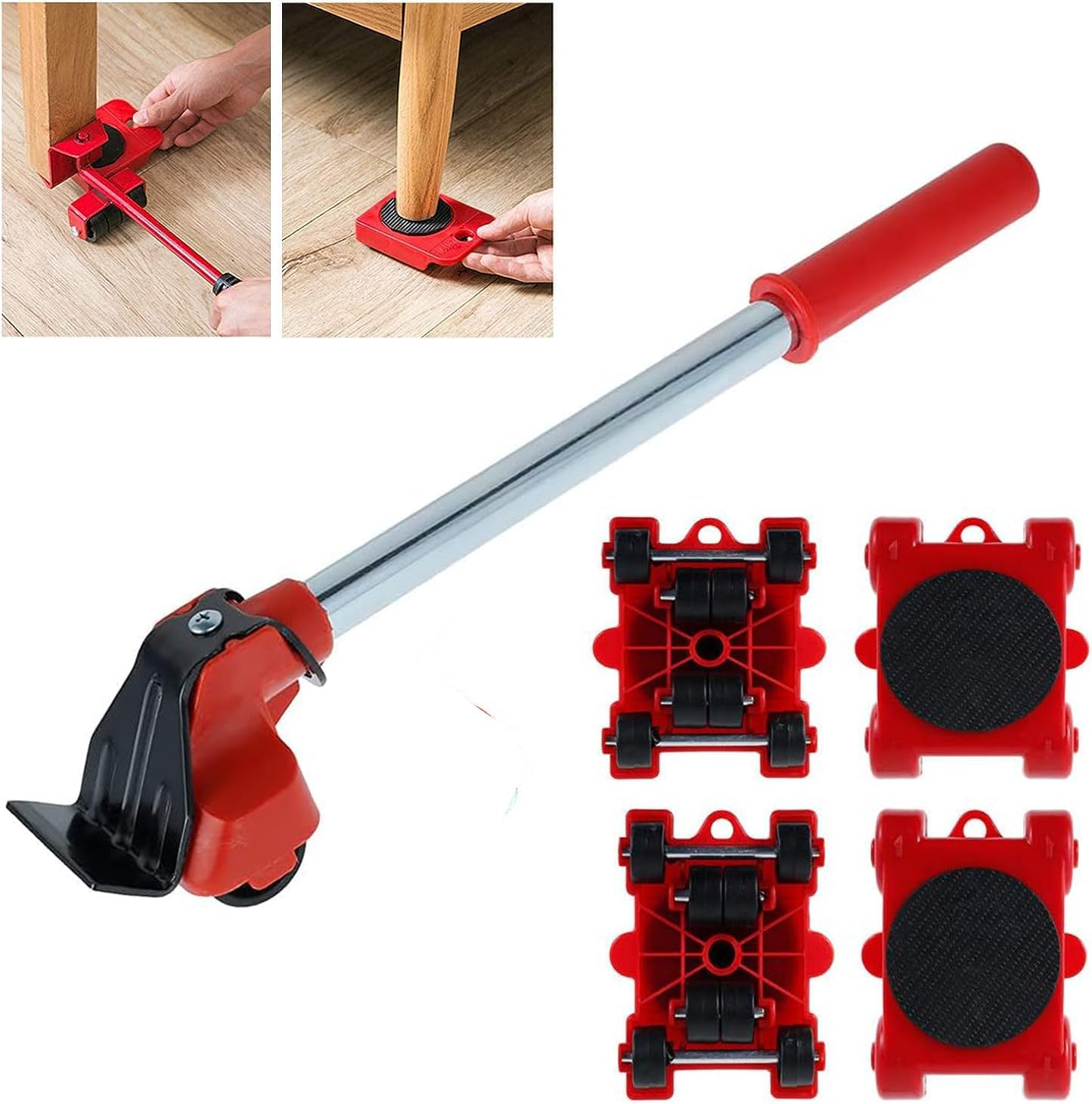 5Pcs Furniture Mover Lifter Tool Kit, Heavy Duty Furniture Lifter with 4 Sliders for Easy and Safe Moving Furniture Slides Kit Furniture Move Roller Tools for Sofas Couches Refrigerators image number 3
