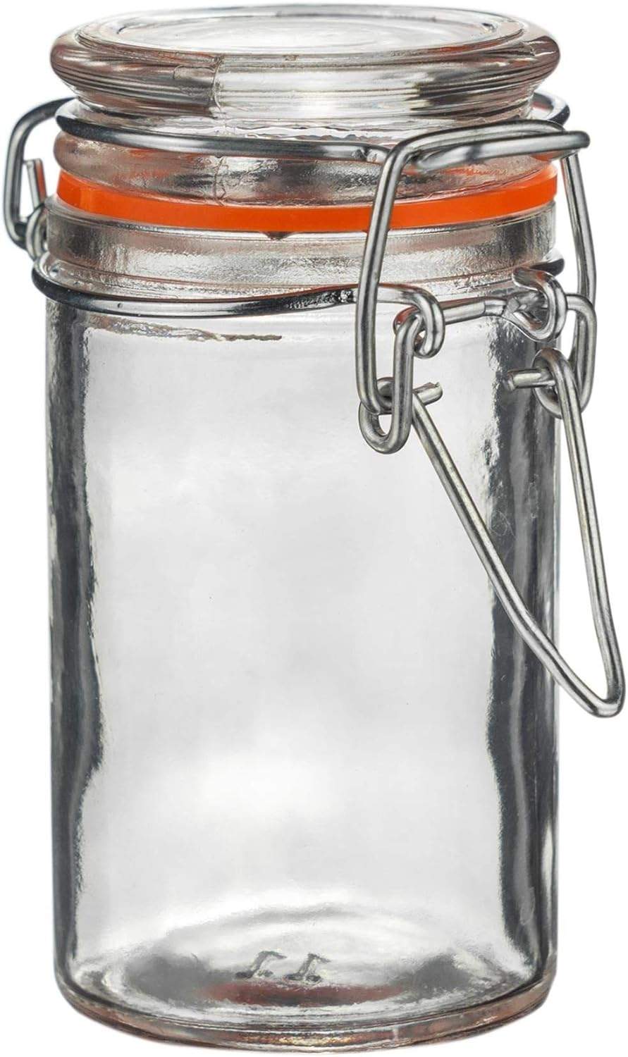 Argon Tableware Glass Spice Jars with Airtight Metal Clip Lid - 70Ml/2.5Oz - 3 Pack - 4 Colour Seals - Small Kitchen Storage Container round Preserving Jar for Spice, Seasoning