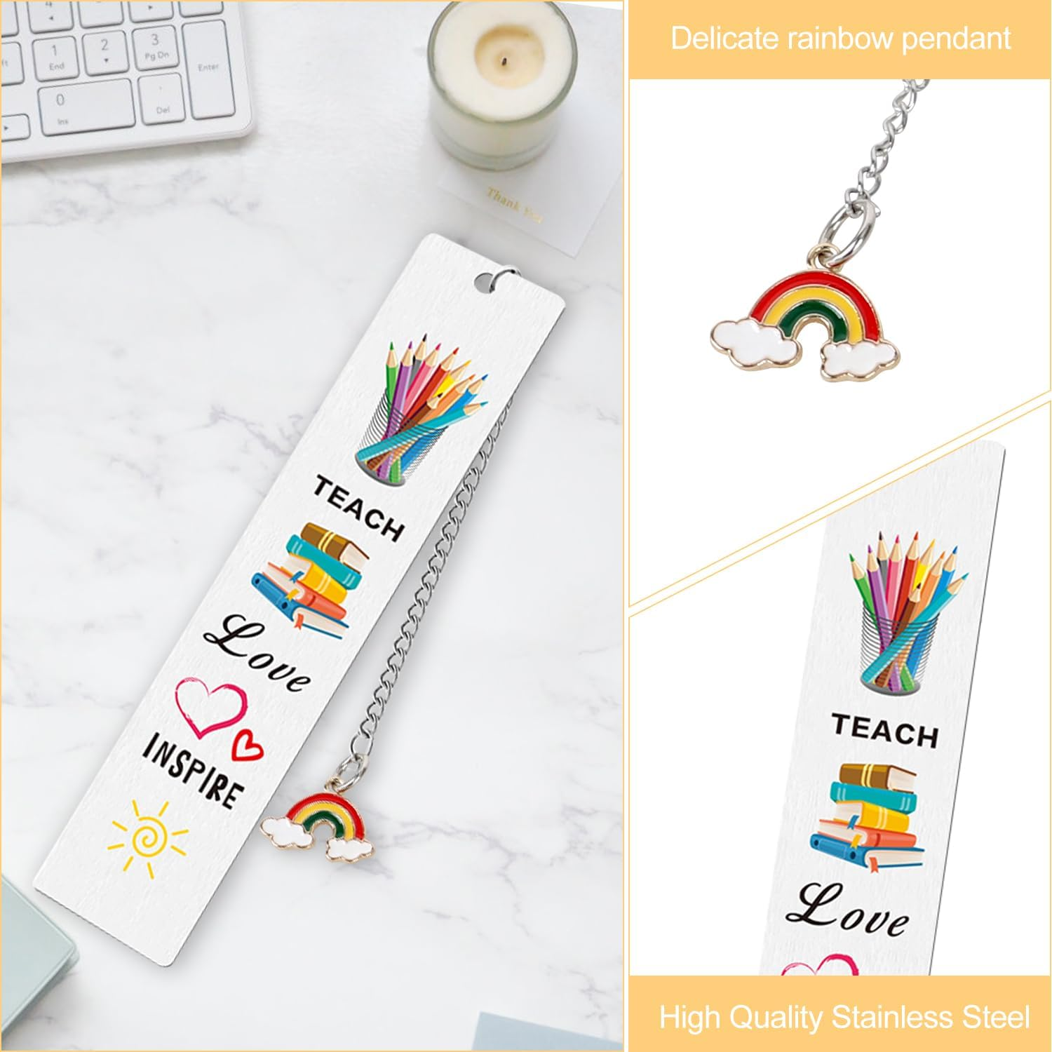 UAREHIBY 16 PCS Teacher Gifts in Bulk,Thank You Teacher Gifts with Makeup Bags,Teacher Appreciation Week Keychain,Bookmark Gifts for Teachers,Best Teacher Ever Pen Gifts,Christmas Gifts image number 6