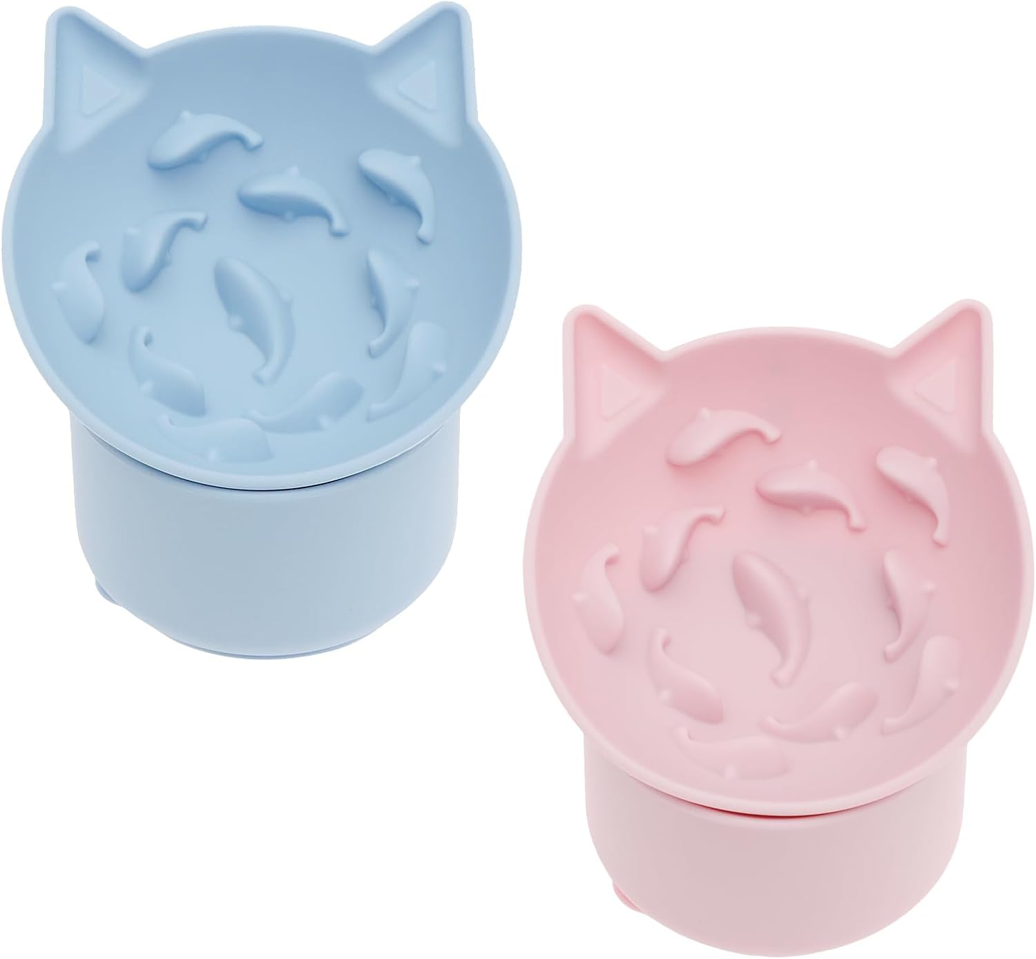 DJAPWPX 2 Pcs Silicone Cat Slow Feeder, Elevated Slow Feeder Dog Bowl with Nonslip Base, Adjustable Angle Pet Feeding Bowls to Slow down Eating for Cats Dogs image number 1