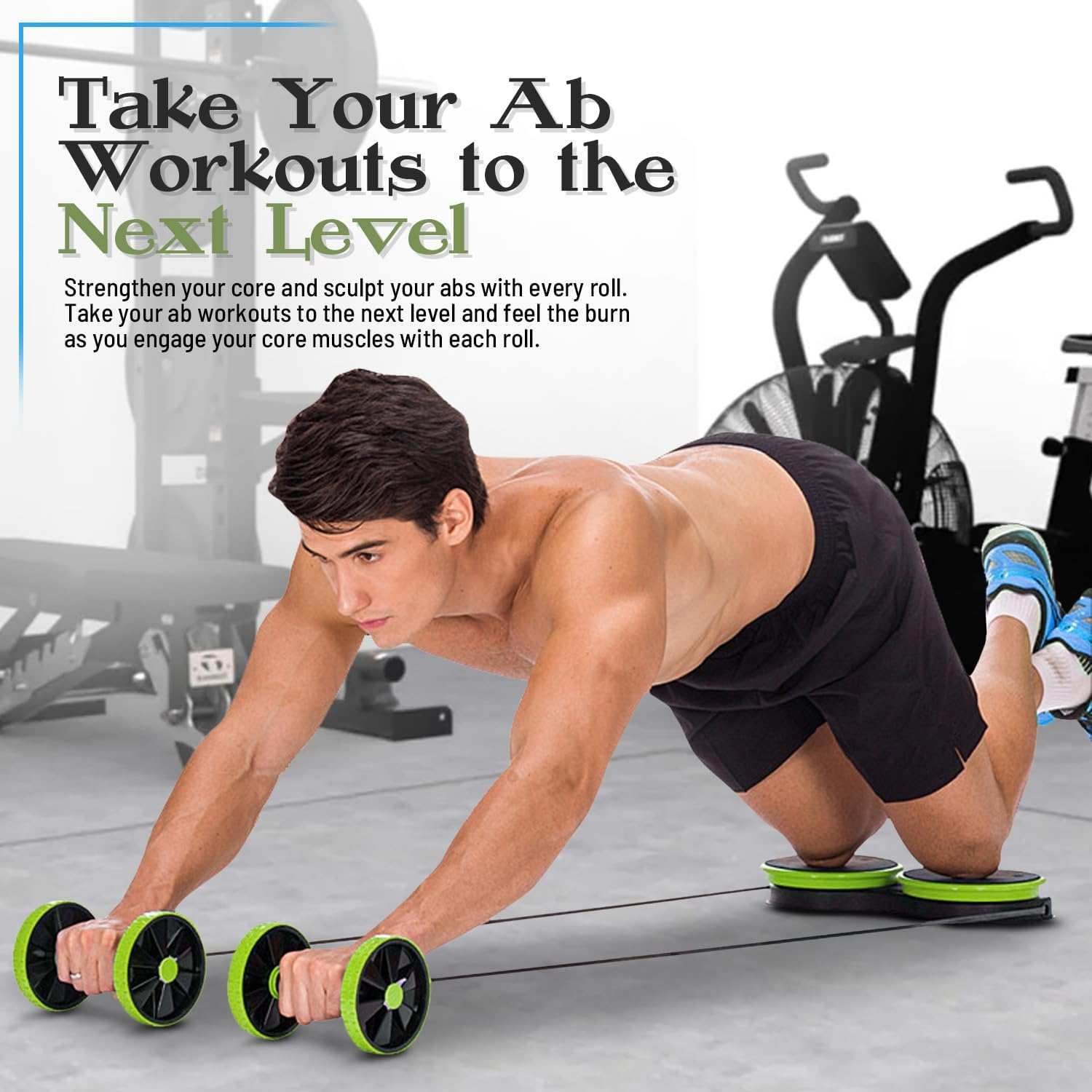 Ultimate 360&deg; Ab Roller Wheel - Total Core Workout, Sculpt & Strengthen Abs, Waist, Arms, Shoulders & Legs - Durable & Safe - Ideal for Home Gym - Blue image number 3