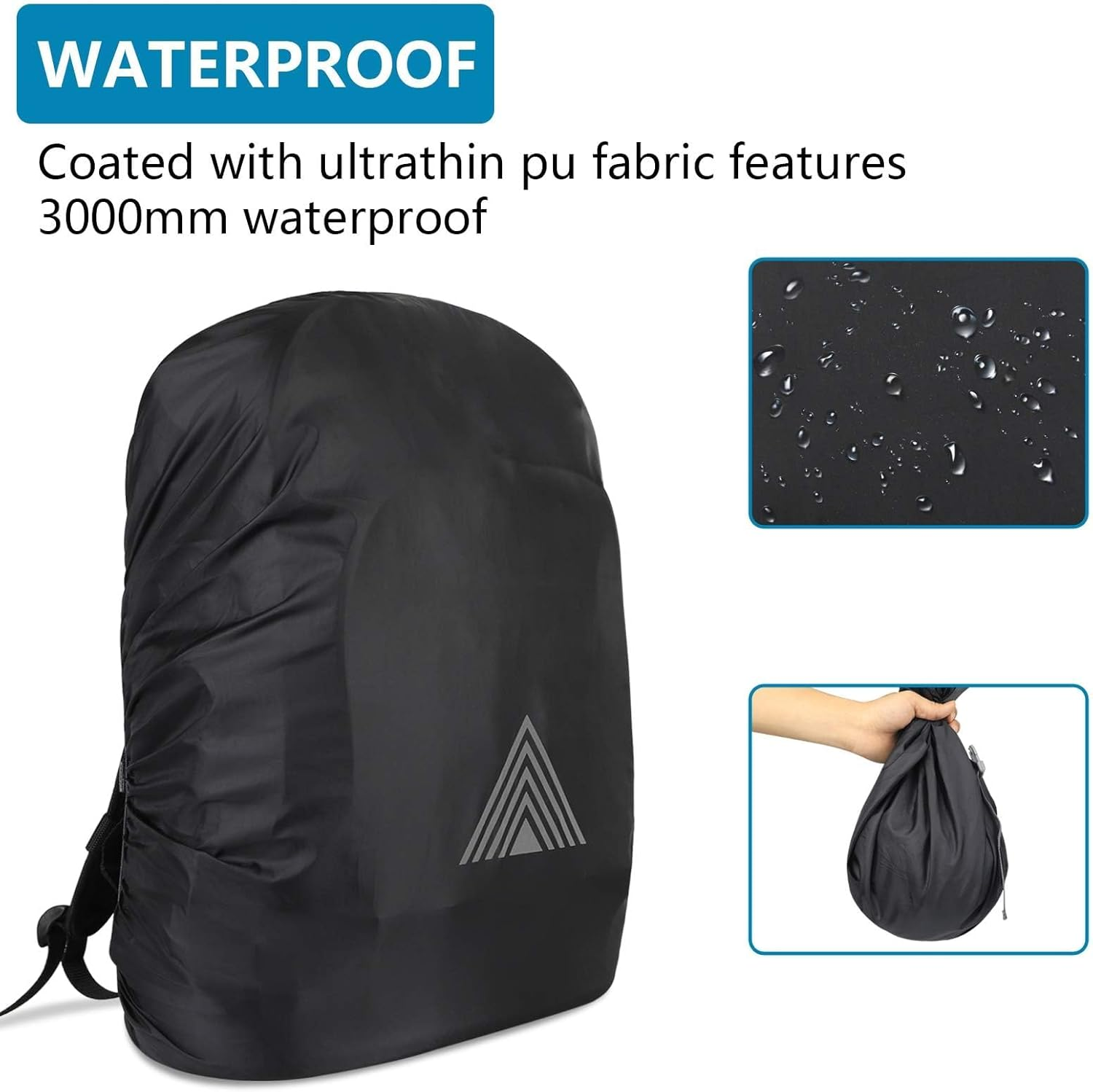 HDBHBH Waterproof Backpack Rain Cover - Ultralight Adjustable Rucksack Cover for Camping Hiking Cycling Travel, Anti-Dust Anti-Tear Outdoor Protector, Black (XS 15-25L)