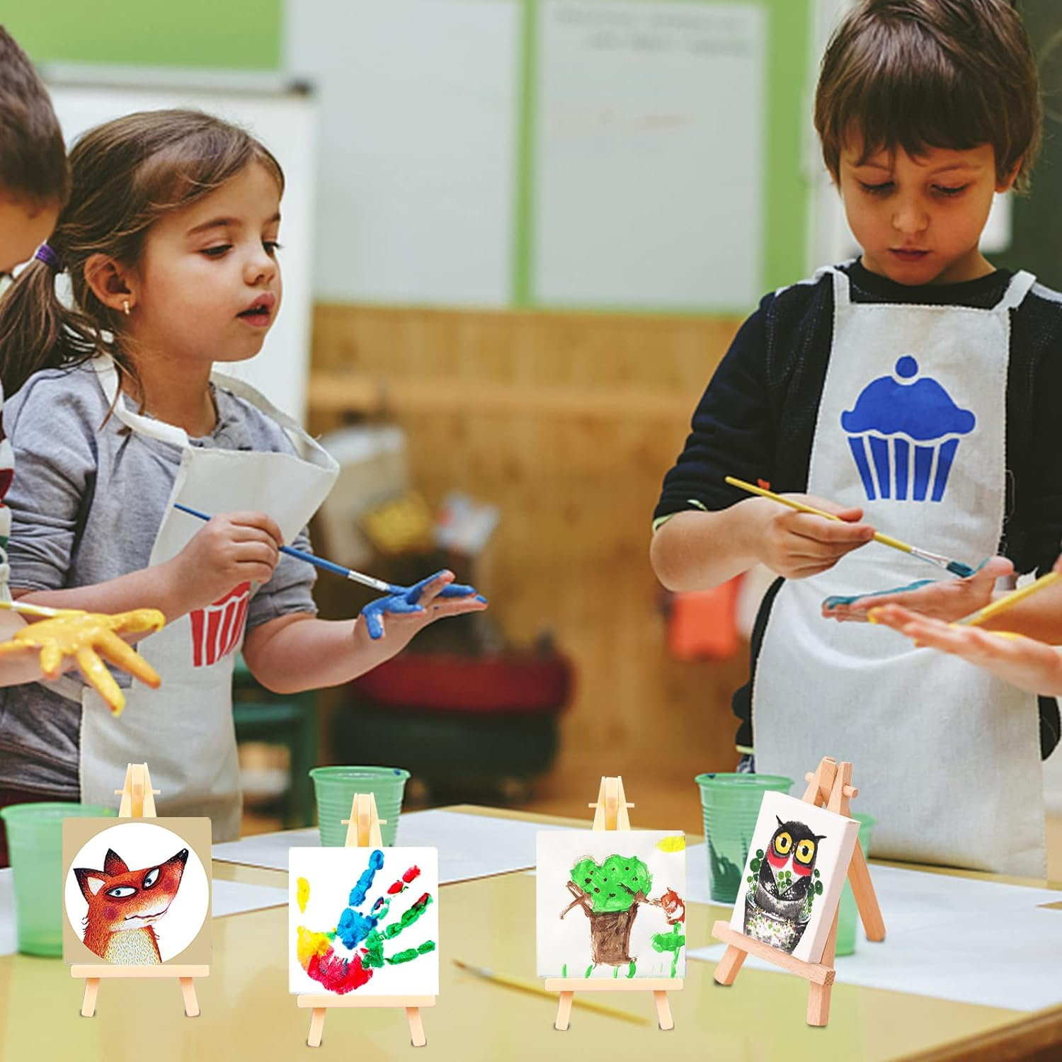 ESRICH Mini Stretched Canvas 20Pack 2.4*2.4Inch,2/5''Profile Art Primed Canvases for Painting,100% Cotton Small Professional Stretched Canvas for Kids and Art Supplies,For Acrylics,Oils&Other Painting image number 1