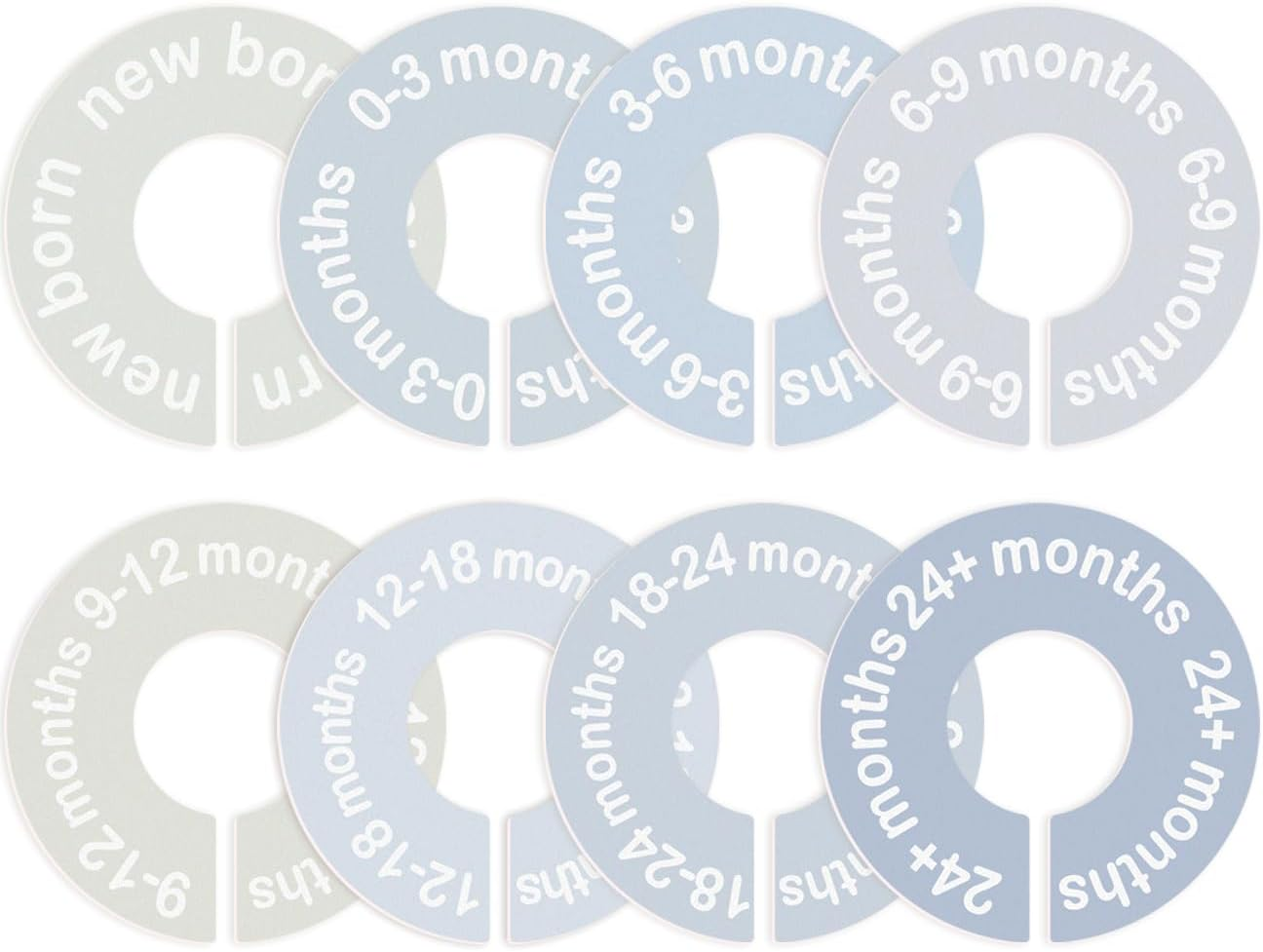 Baby Closet Dividers for Clothes 0-24 Months, 8 Pack Mini round Size Markers, Double-Sided, Fits Most Rods, Blue Nursery Clothing Organizer & Wardrobe Decor image number 2