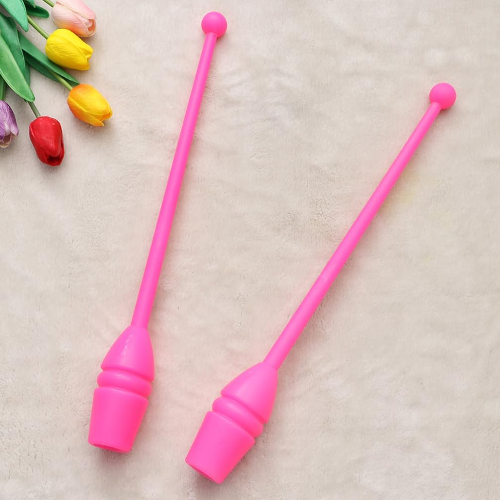 Milisten 1Pair Colored Artistic Gymnastics Stick Adult Boy Girl Dance Sticks for Rhythmic Gymnastics Performing Training and Fitness Activities Pink image number 4
