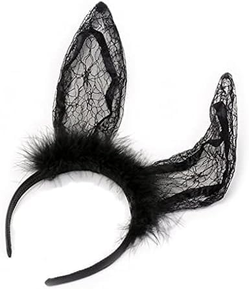 Lace Hairband Lace Bunny Ear Headband Sexy Lace Rabbit Ear Hair Band Party Decoration Headdress Cosplay Headwear Costume Hair Accessories image number 4