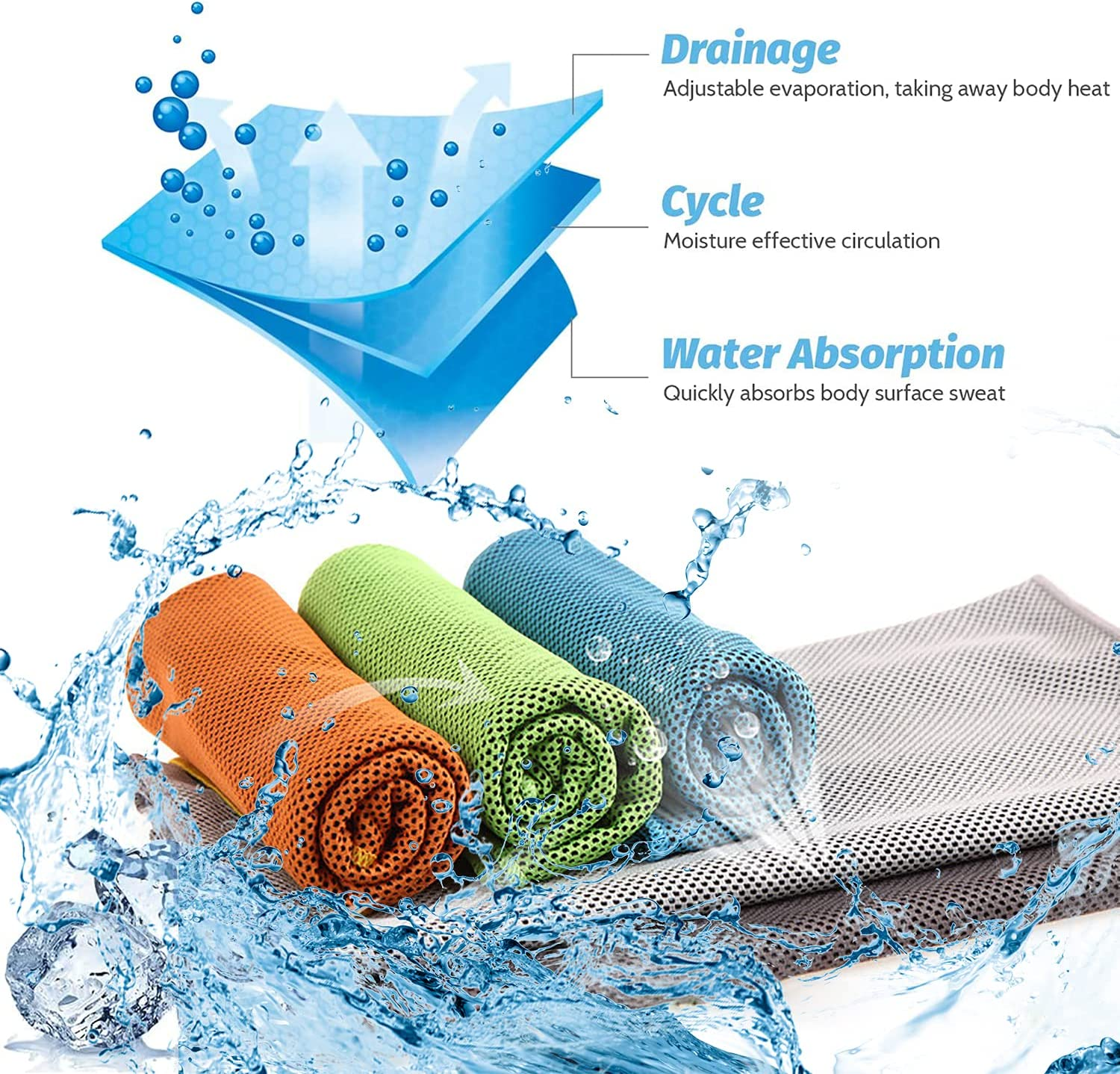 4 Pcs Cooling Towel (40"X 12"), Ice Towel, Microfiber Towel, Soft Breathable Chilly Towel Stay Cool for Yoga, Sport, Gym, Golf, Camping, Fitness, Running, Workout & More Activities image number 5
