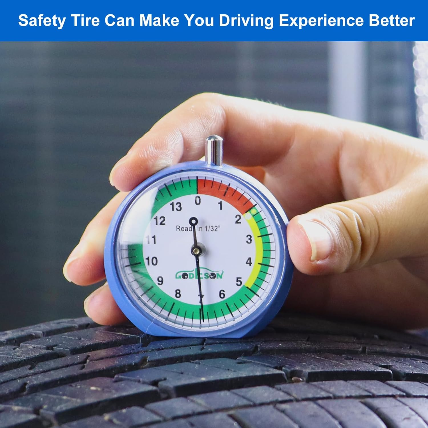 Godeson Dial Type Tire Tread Depth Gauge by 88703 Prefessional for Motorcycle, Car,Truck and Bus image number 2