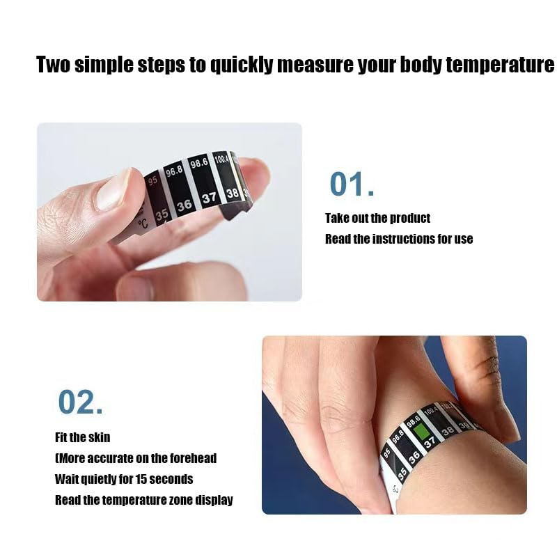 8 Cartoon Stick-On Fever Indicators,10 Quick Reusable Temperature Strips, Quick Check Thermometer Patches for Forehead, Home, School & Travel image number 2