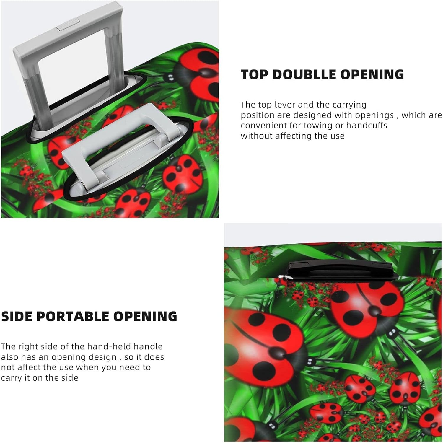 Obabo Dog Family Travel Luggage Cover,Washable Suitcase Cover Protector Anti-Scratch Suitcase Cover Fits 18-32 In, Red Ladybug, S image number 3