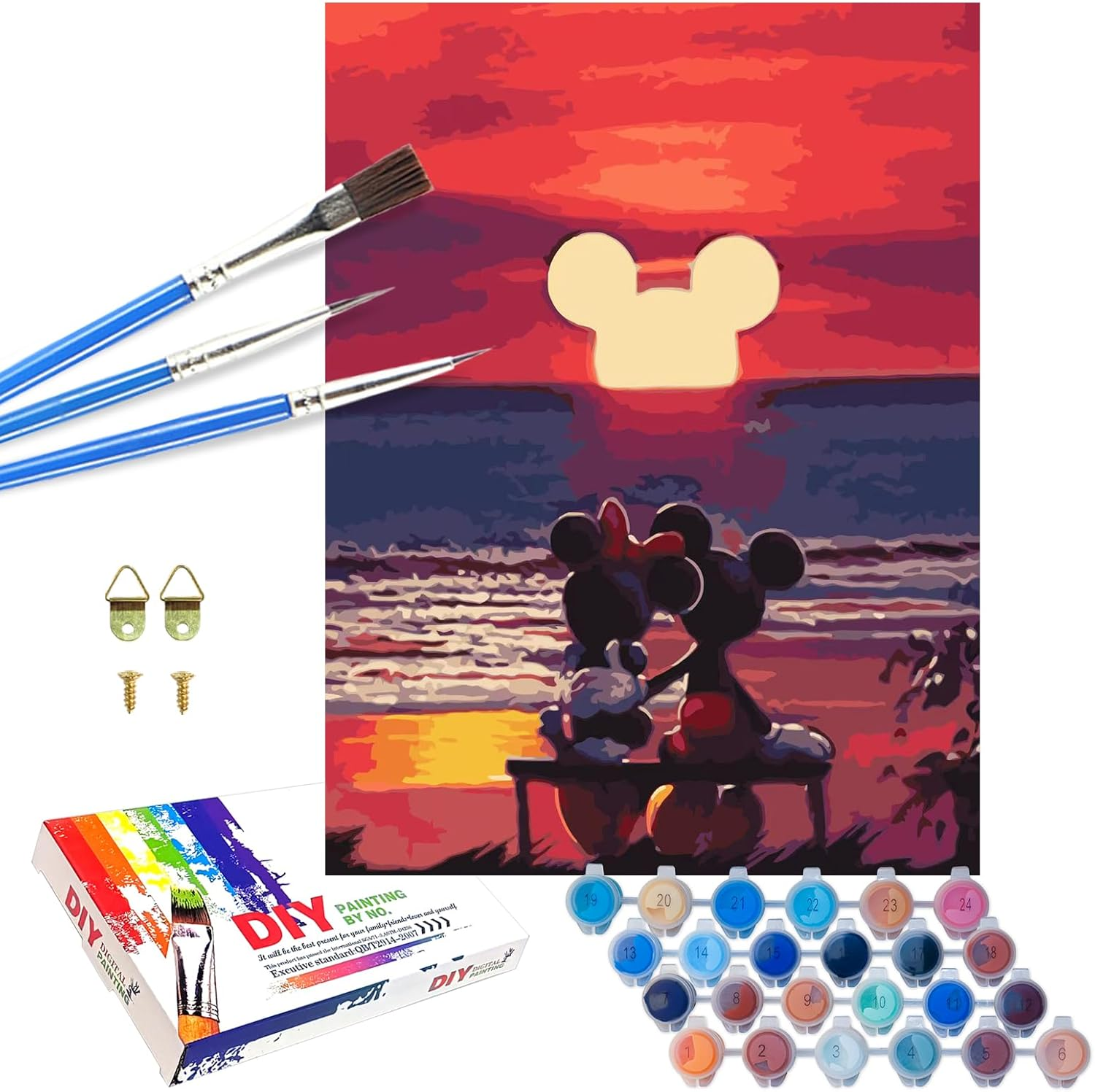 QDUODUO Painting by Numbers Children Adults 40 X 50 Cm Large Cartoon Anime Mickey Mini Mouse Painting Craft Set with Canvas Brushes Acrylic Pigment, DIY Painting Craft Kit for Boys Girls from 6 Years image number 4