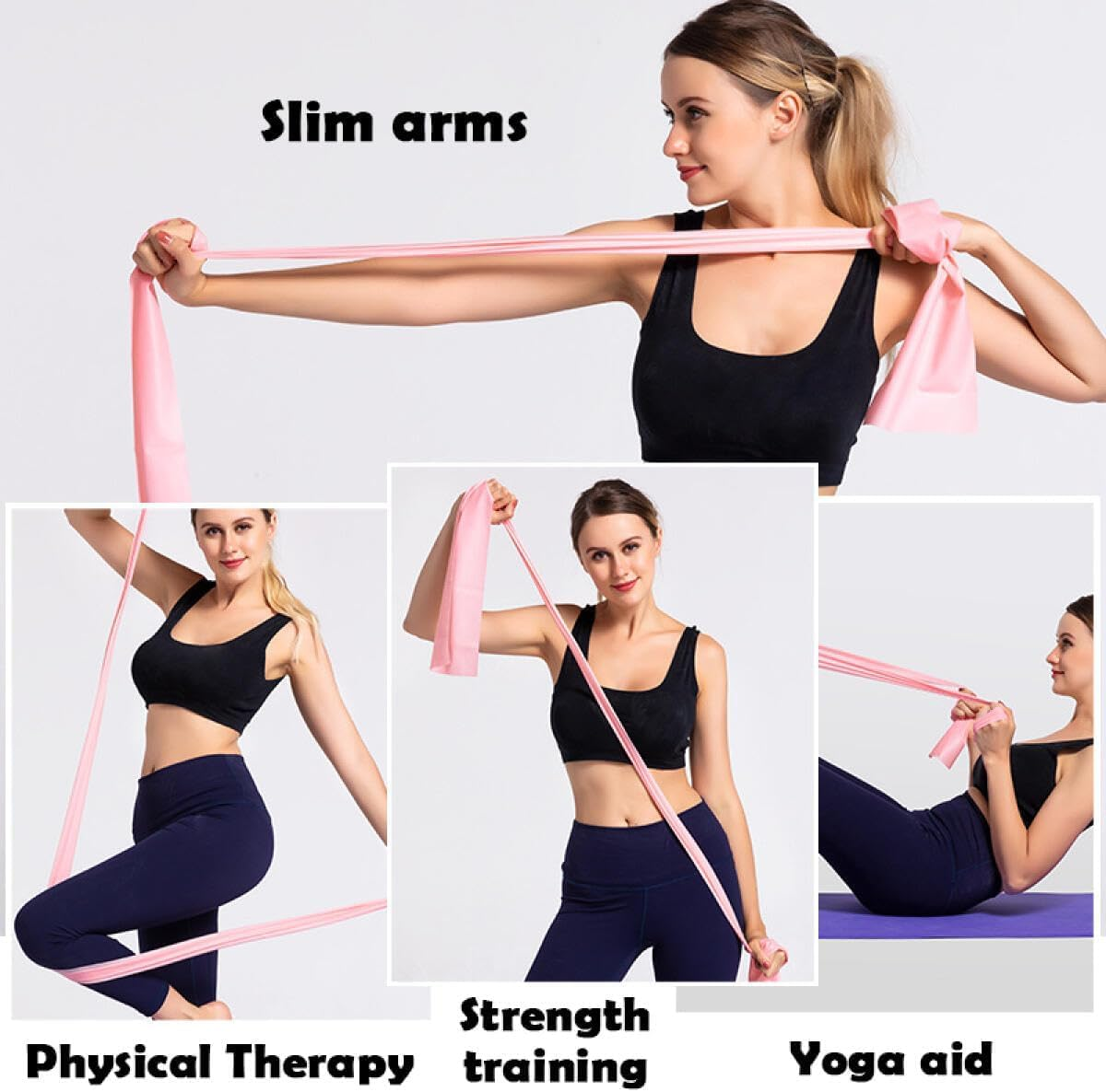 Resistance Exercise Bands, 2Pcs Exercise Elastic Straps for Yoga Pilates, Workout Strength Training Bands image number 6