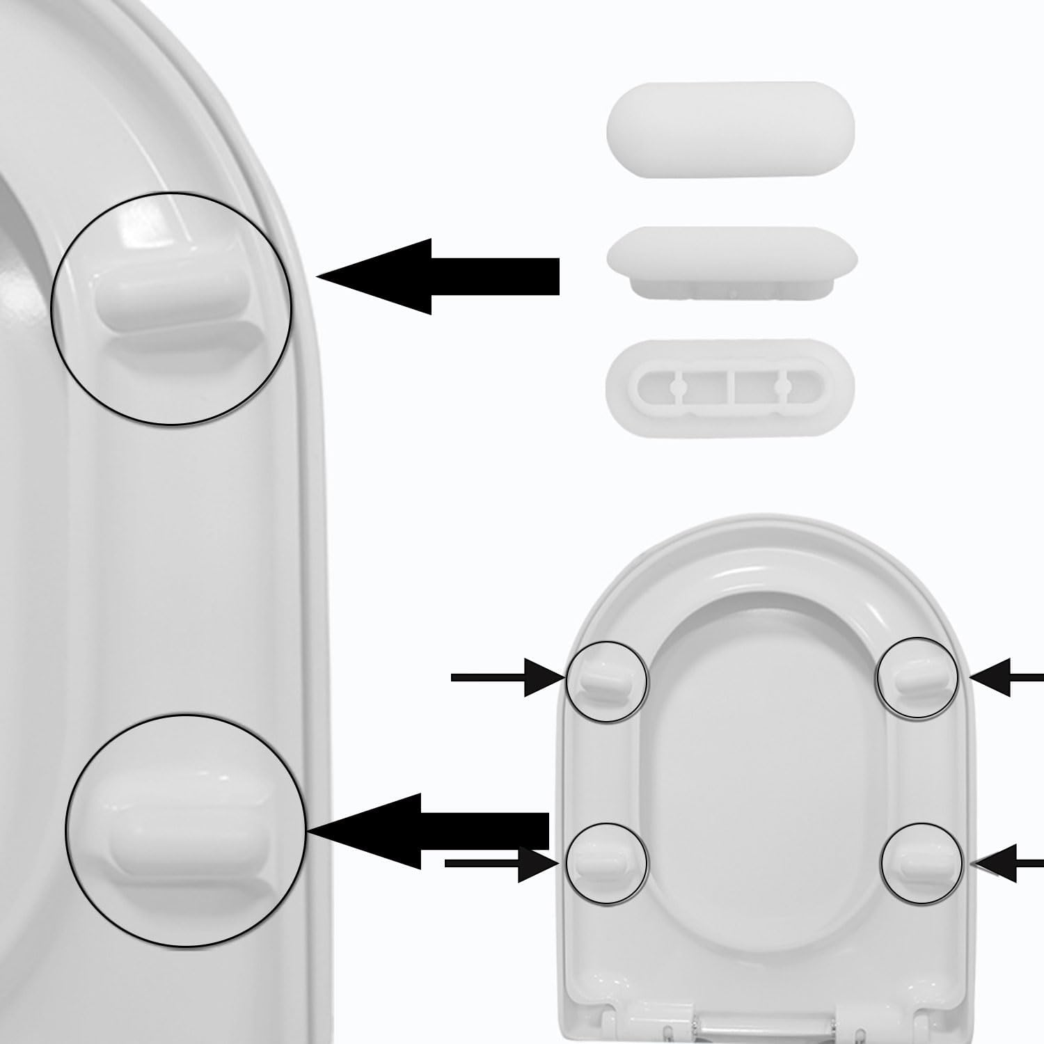 20Pcs Toilet Seat Bumpers Set, Universal Toilet Seat Lid Buffers, Anti-Noise Toilet Lid Cushions Pads, Toilet WC Seat Buffer Replacement Kit for Home Hotel Bathroom Hospital (White) image number 5