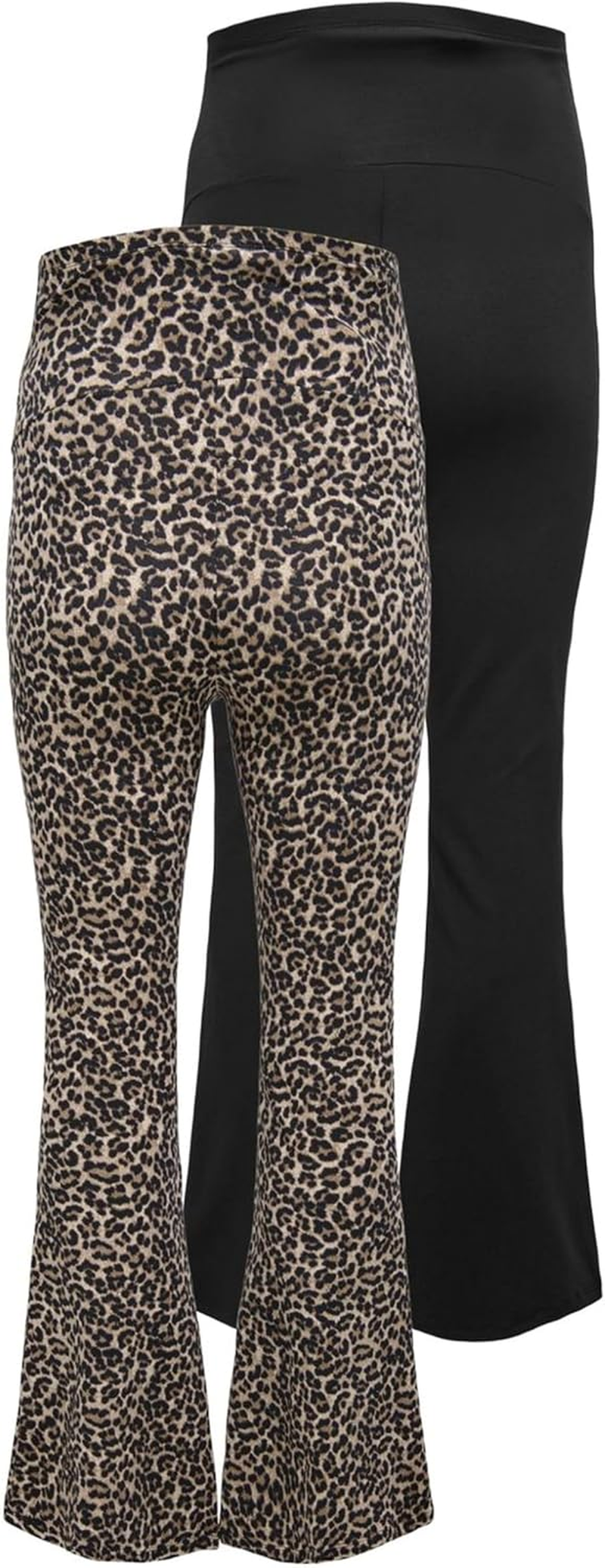 ONLY MATERNITY Women'S Olmlovely Leo Flared Pant 2-Pack Noos, Black, XXL (Pack of 2) image number 3
