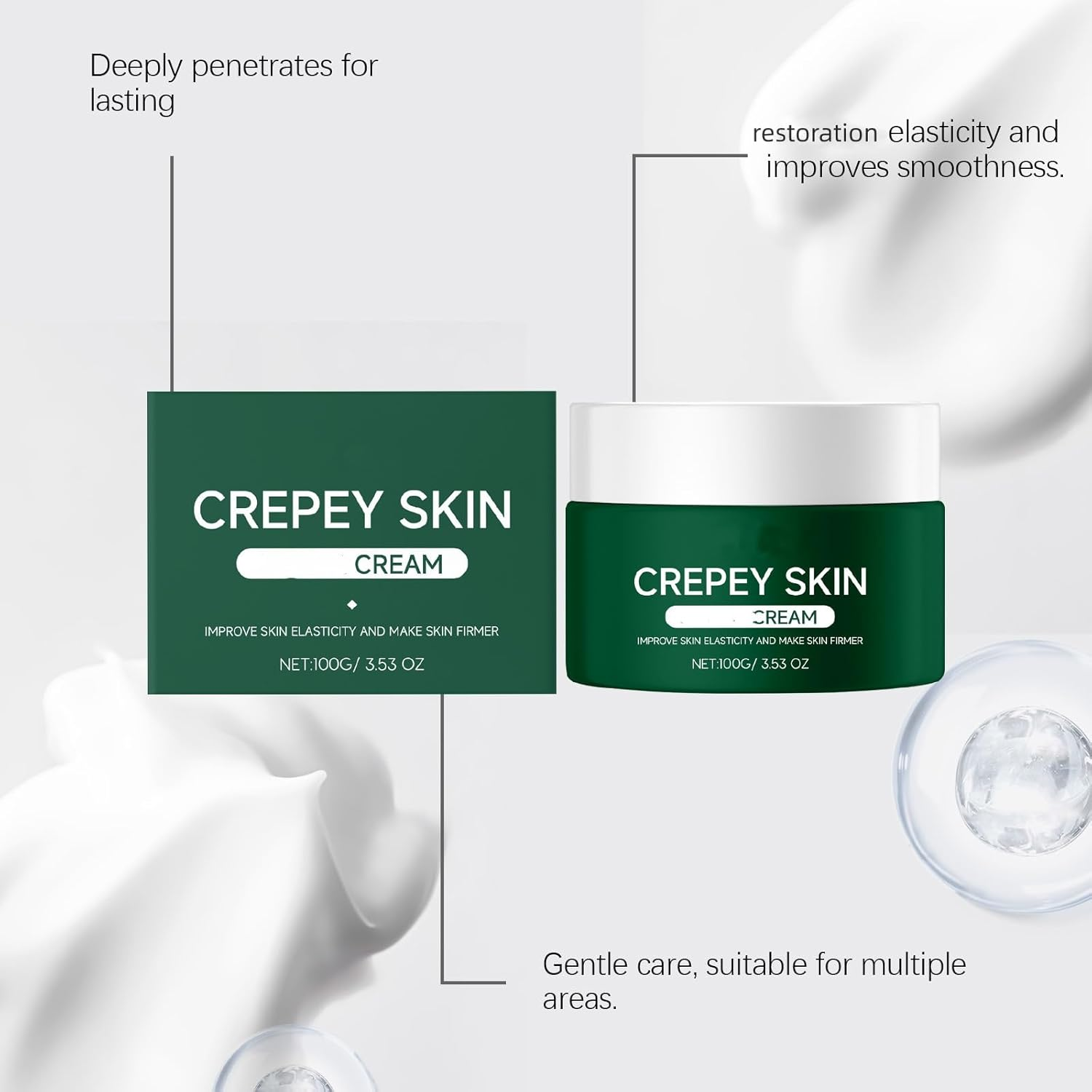 Crepey Skin Cream - Collagen & Retinol Firming Cream for Neck, Arms & Face, Deep Moisturizing Anti-Aging Cream for All Skin Types,Collagen and Hyaluronic Acid Moisturizer,Tighting (2PCS) image number 1