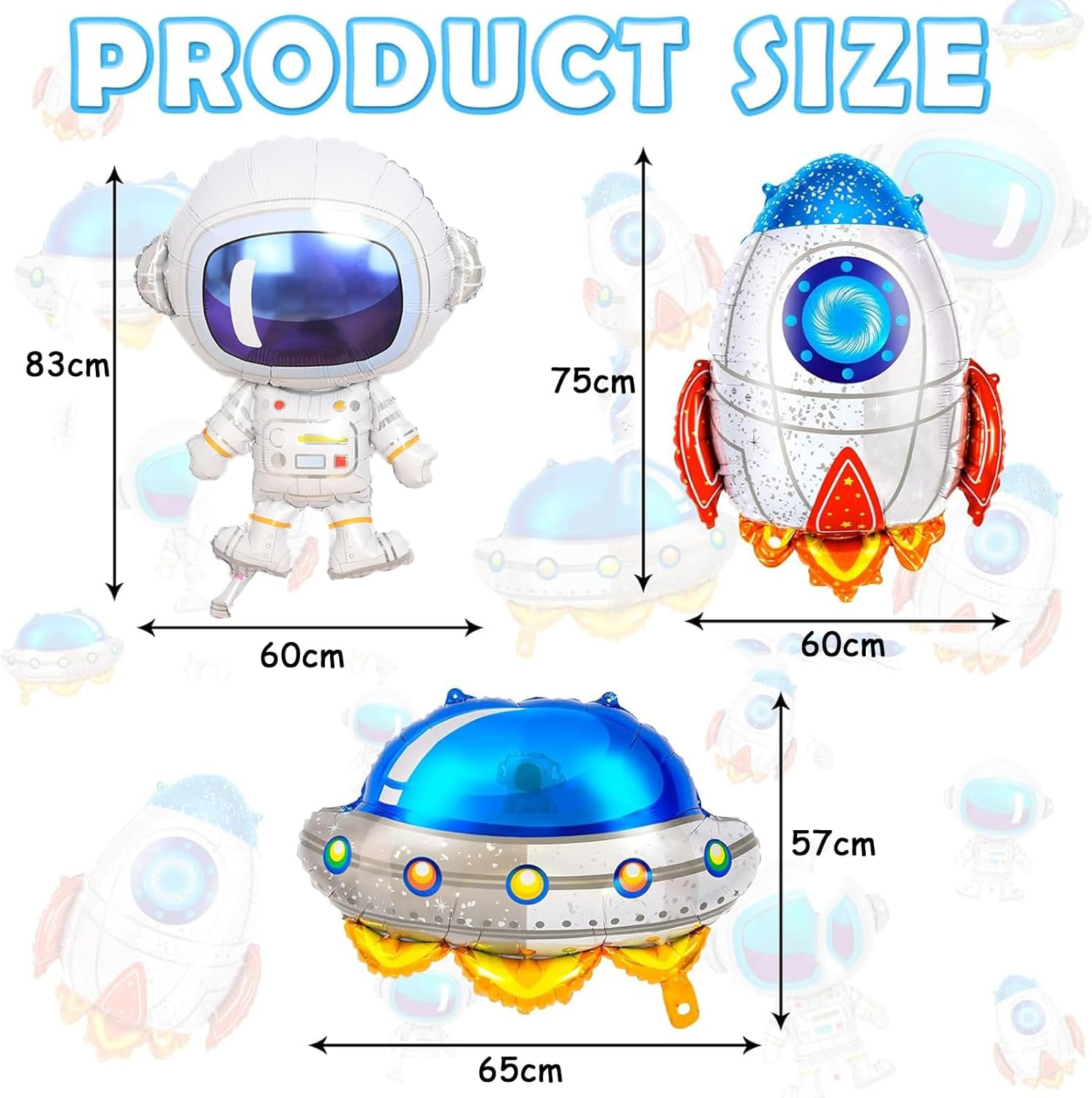 6 Pcs Large Size Space Balloons Astronaut UFO Rocket Foil Balloons for Universe Space Themed Birthday Party Decor