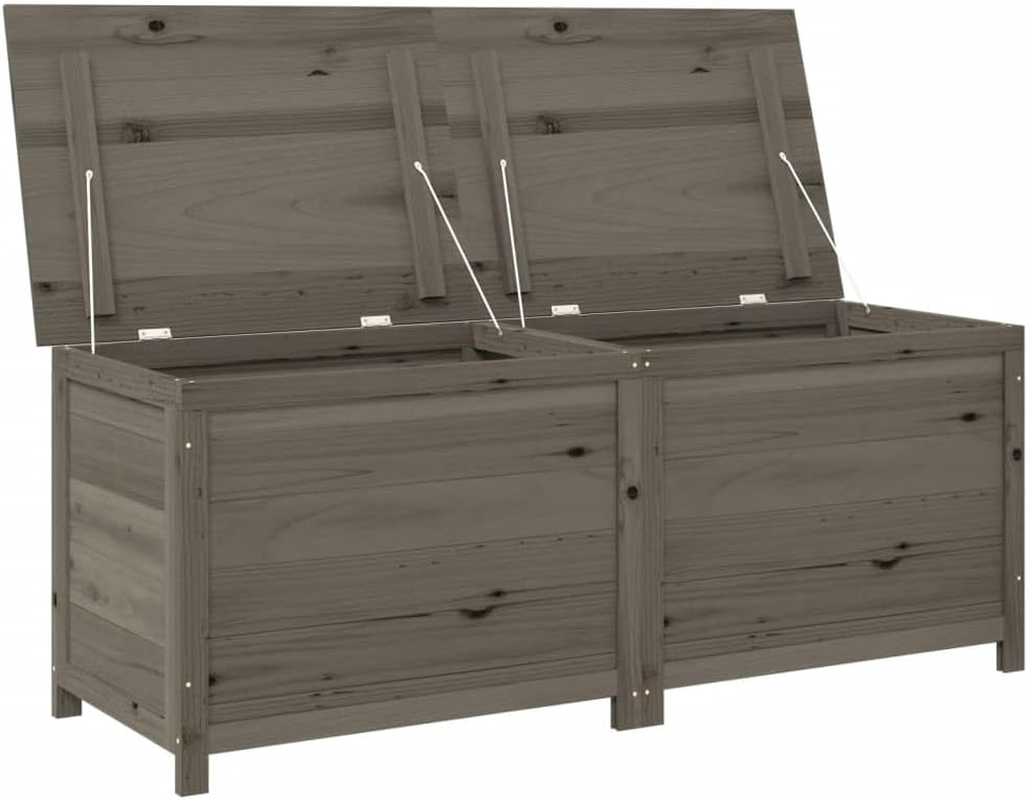 'Vidaxl Outdoor Storage Box, Solid Fir Wood, Anthracite, Large Capacity Cushion Container, 150X50X56 Cm, Farmhouse Style Outdoor Furniture Organizer image number 6