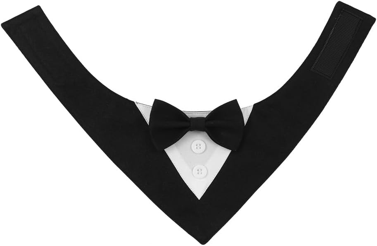 Dog Tuxedo,Formal Dog Wedding Bandana Dog Collar with Bow Tie Dog Birthday Costume Adjustable Pet Party Tux Dog Wedding Attire,Dog Valentines Outfit Cosplay for Small Medium Large Pets (Black, S) image number 3