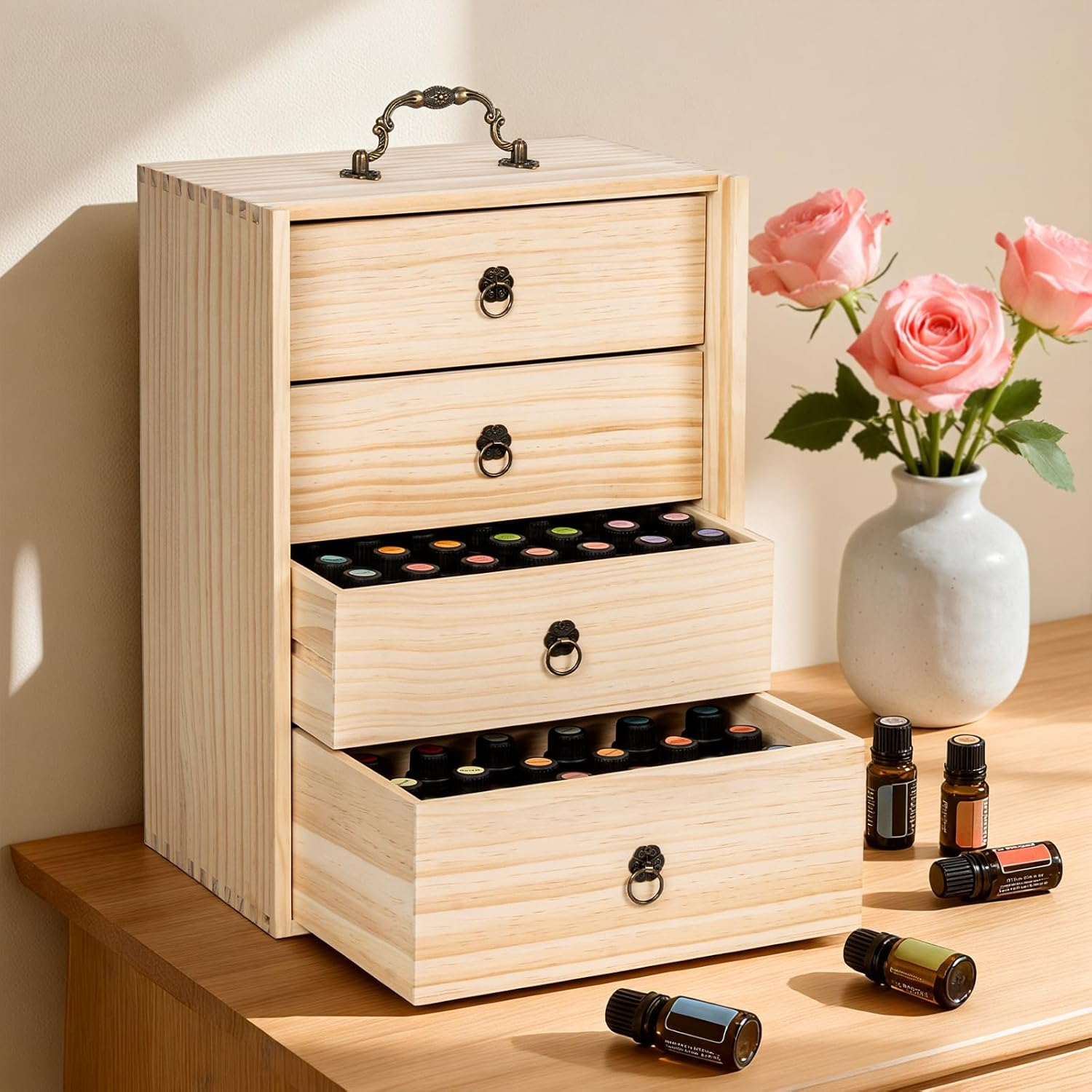 TORIBIO Essential Oils Box for 112 Bottles, Wooden Essential Oils Storage Organizer Holds 5 10 15 20 30 Ml for Young Living & Doterra Bottles image number 6