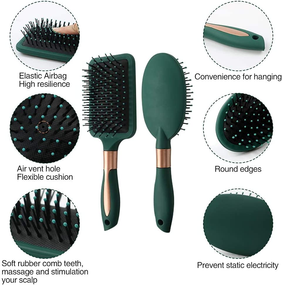 Uandhome 4 Pack Hair Brush Set anti Static Massage Oval Comb round Hair Scalp Massage Comb Vent Hair Brush Detangling Brush Paddle Brush for Women Men image number 4