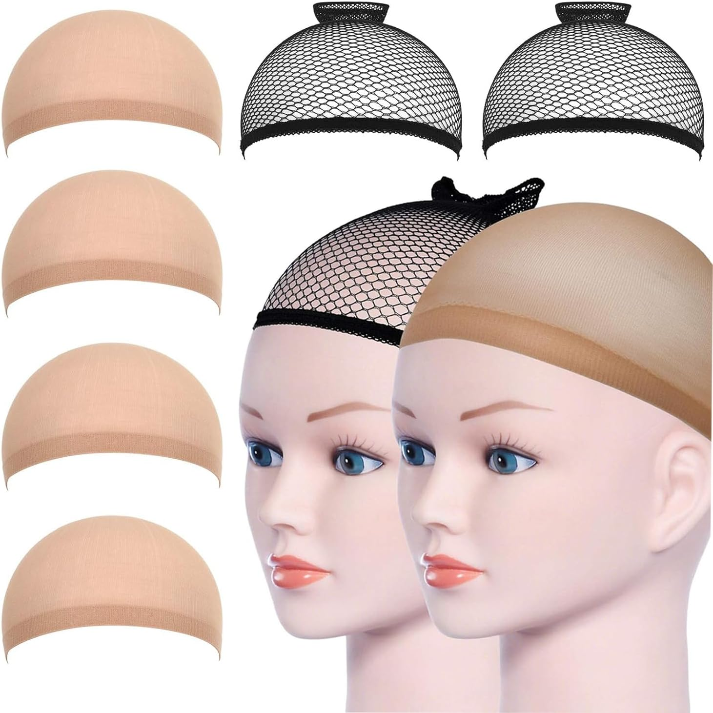 Wig Caps, 6 Pcs Stretchy Nylon Stocking Wig Cap Ultra Thin, Unisex to Hold in Place for Women Men, Breathable Net for Long Short Hair image number 2