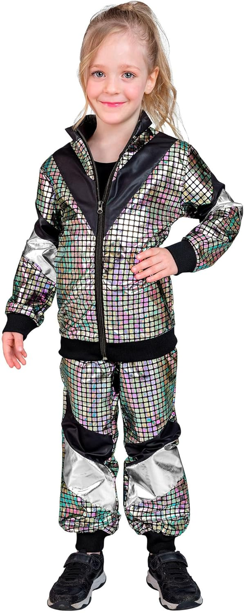 Widmann Children'S Tracksuit Costume, Disco Style, 80S Outfit, Jogging Suit, Bad Taste Outfit, Fancy Dress Costumes, Multicolor, 164 image number 1