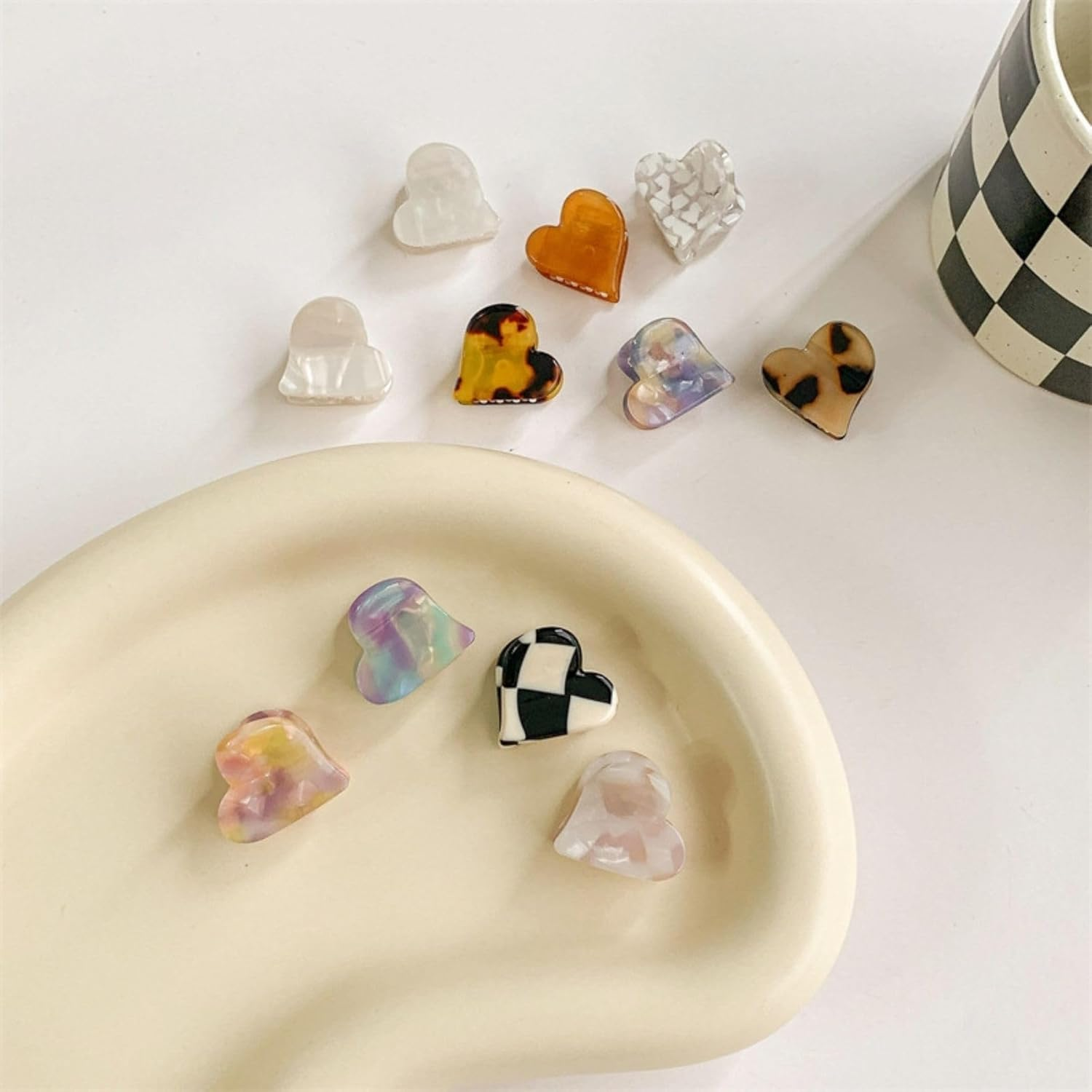 8 Pieces Small Heart Shaped Hair Clips for Women Acrylic Medium Hair Clips Tortoise Shape Ladies Hair Clips with Strong Grip and Non-Slip Surface image number 3