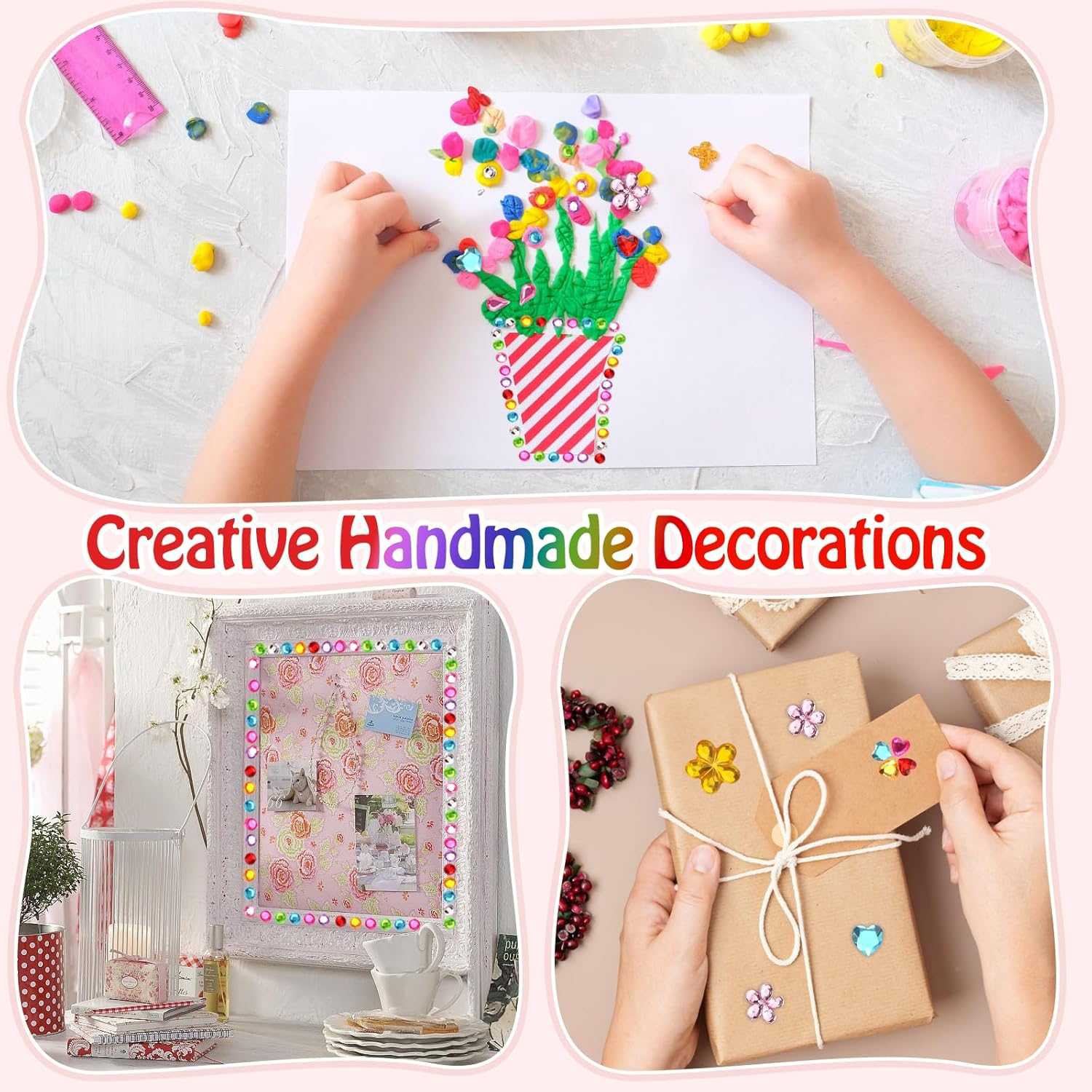 Pack of 3500 Self-Adhesive Glitter Stones, Colourful Acrylic Rhinestones, Self-Adhesive with Tweezers, Various Shapes Glitter Stones for Crafts, Glitter Stickers for Children, Photo Frame, Craft Items image number 5