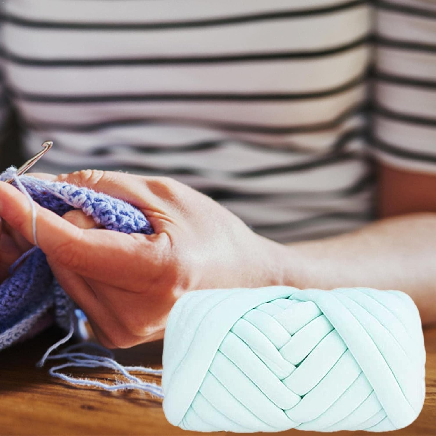 Chunky Cotton Yarn, Arm Knitting Yarn, Jumbo Giant Bulky Yarn for Arm Knitting Handmade DIY Throw Blanket Crafts Carpets, 1 Roll(20 Yards) image number 1