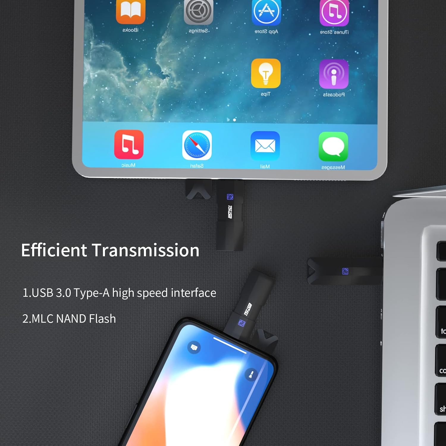 Mfi Certified 128GB Photo Stick for Iphone Flash Drive,Usb Memory Stick Thumb Drives High Speed USB Stick External Storage Compatible with Iphone/Ipad/Ipod/Pc image number 1