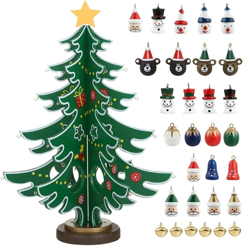 Christmas Advent Calendar Box Christmas Tree Countdown Calendar Set,Tabletop Christmas Tree and Ornaments Set, 24 Days Christmas Countdown Calendar Creative Xmas Gifts for Boys, Girls and Kids Adults
