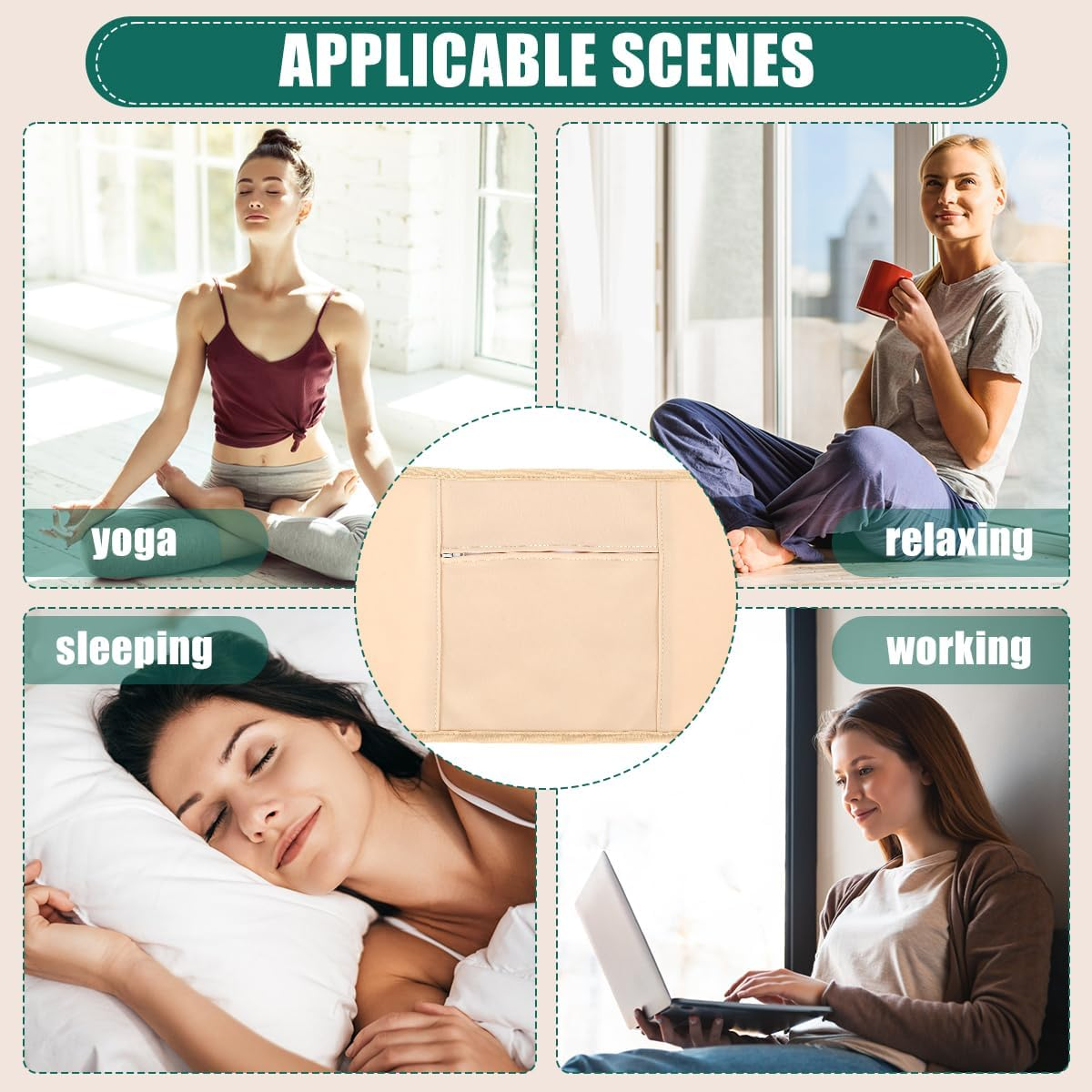 6 Pcs Oil Pack Wrap, Waist Neck Oil Pack Set, Organic Oil Pack, Organic Cotton Flannel for Oil Packs, Oil Pack Kit for Waist and Neck, Khaki (A 2) - A 2 image number 3