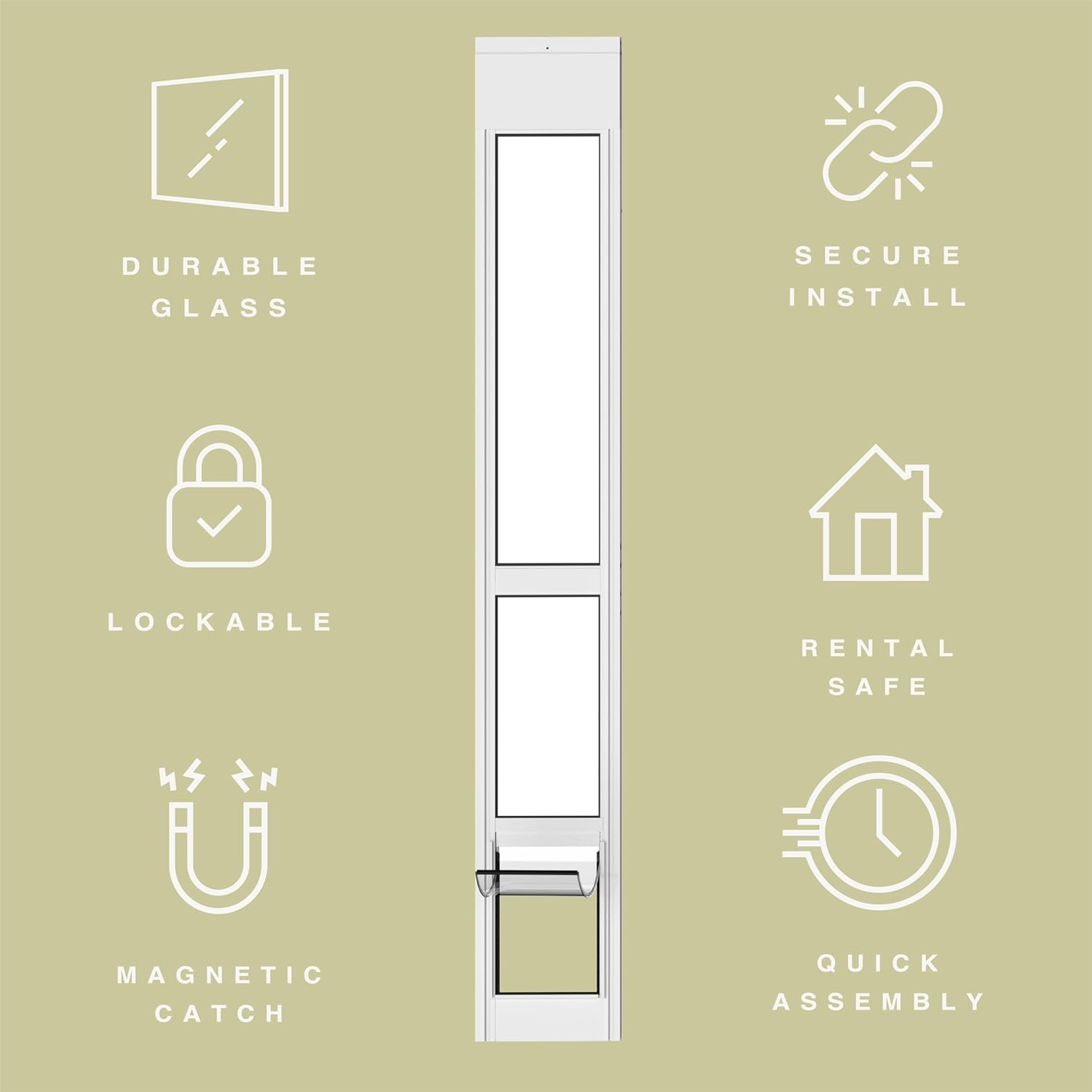 Medium White Glass Patio Pet Door image number 5