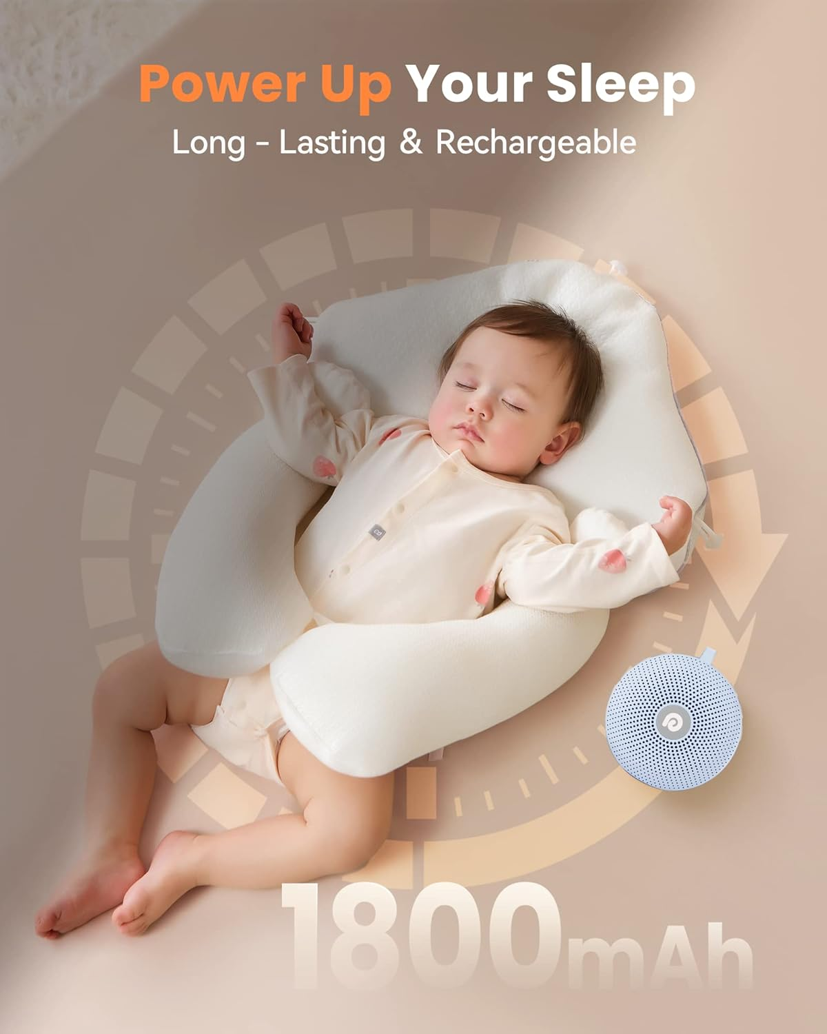 Dreamegg White Noise Machine &ndash; Sound Machine for Baby Kid Adults, Features Powerful Battery, 21 Nature Sounds, Lullabies, White Noise, Rechargeable Sound Machine for Home Travel Nursery Gift-Blue image number 2