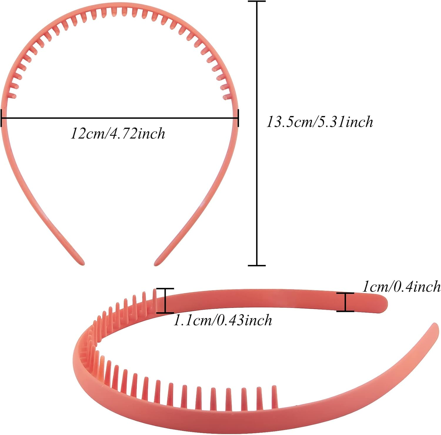 Duufin 12 Pieces Variety Plastic Hair Headbands with Non-Slip Teeth Combs for Girls and Women, 12 Colors image number 2